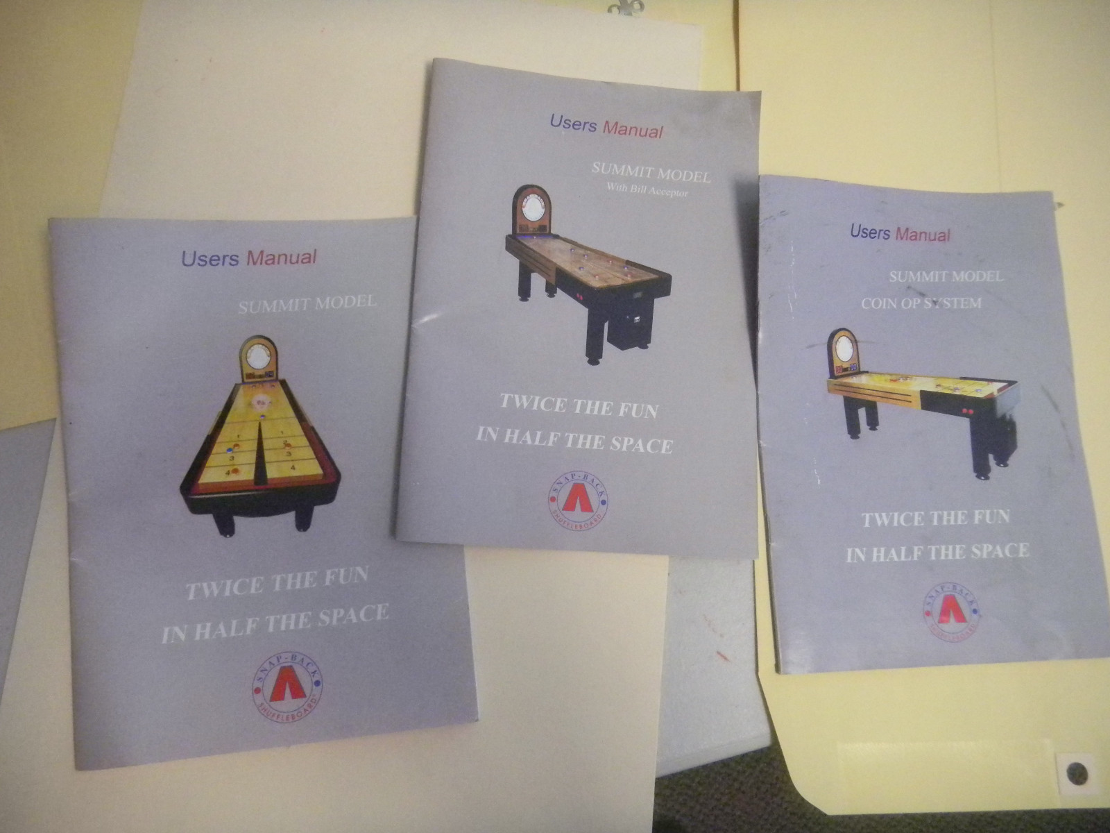 SUMMIT SHUFFLEBOARD  LOT   arcade  video game manual