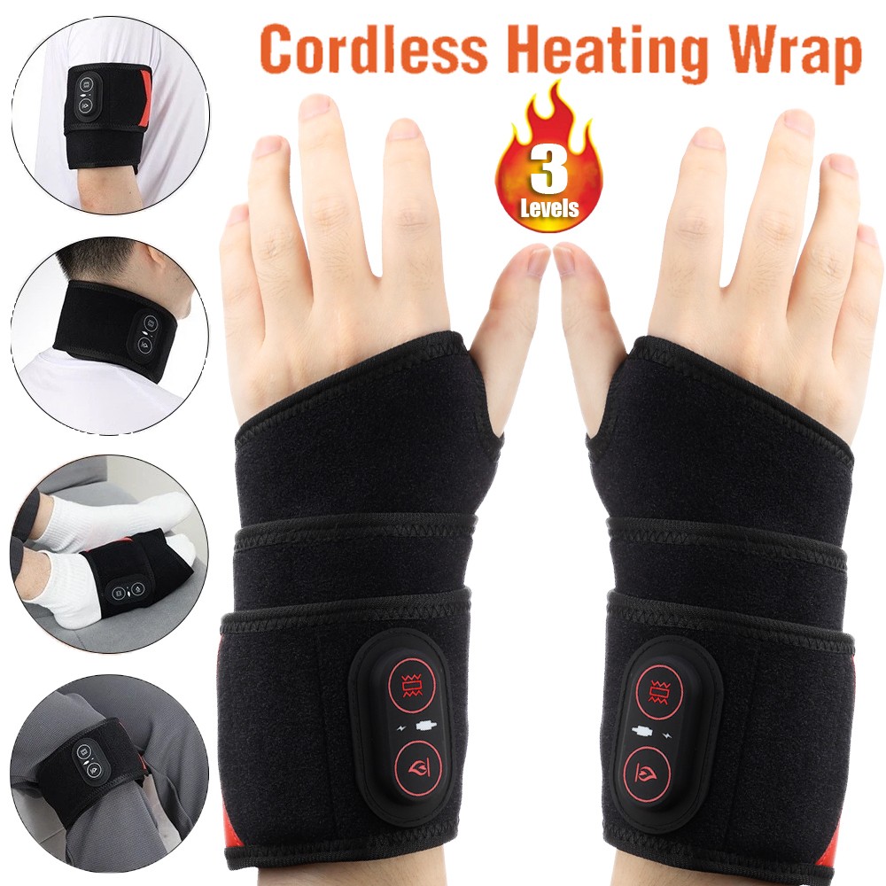 Electric Infrared Heated Wrist Wrap Brace Hand Massage Vibration for Pain Relief