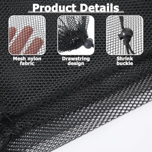 4 PCS Mesh Drawstring Bag, Black Nylon Golf Ball Storage Mesh Bags,
