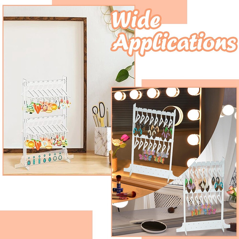 Transparent Acrylic Earring Display Stand Large Earring Hanger 2 Layers Storage
