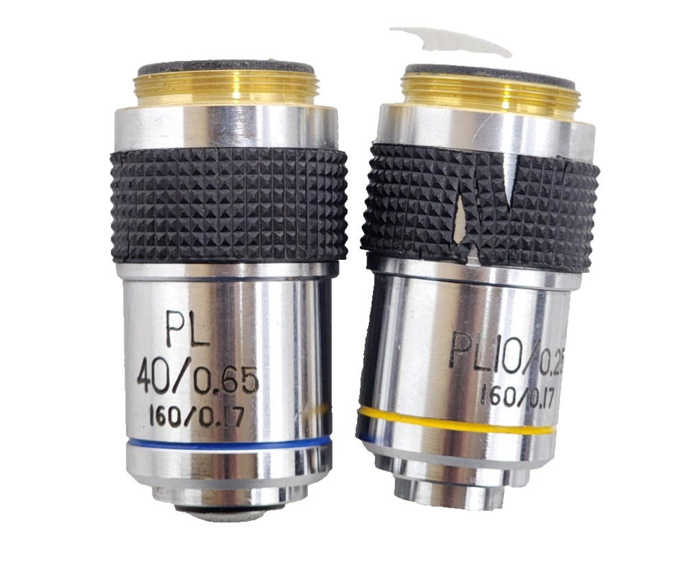 Nikon PL 40/0.65 PL10/0/25 Microscope Lenses. (SET OF-2) USED.