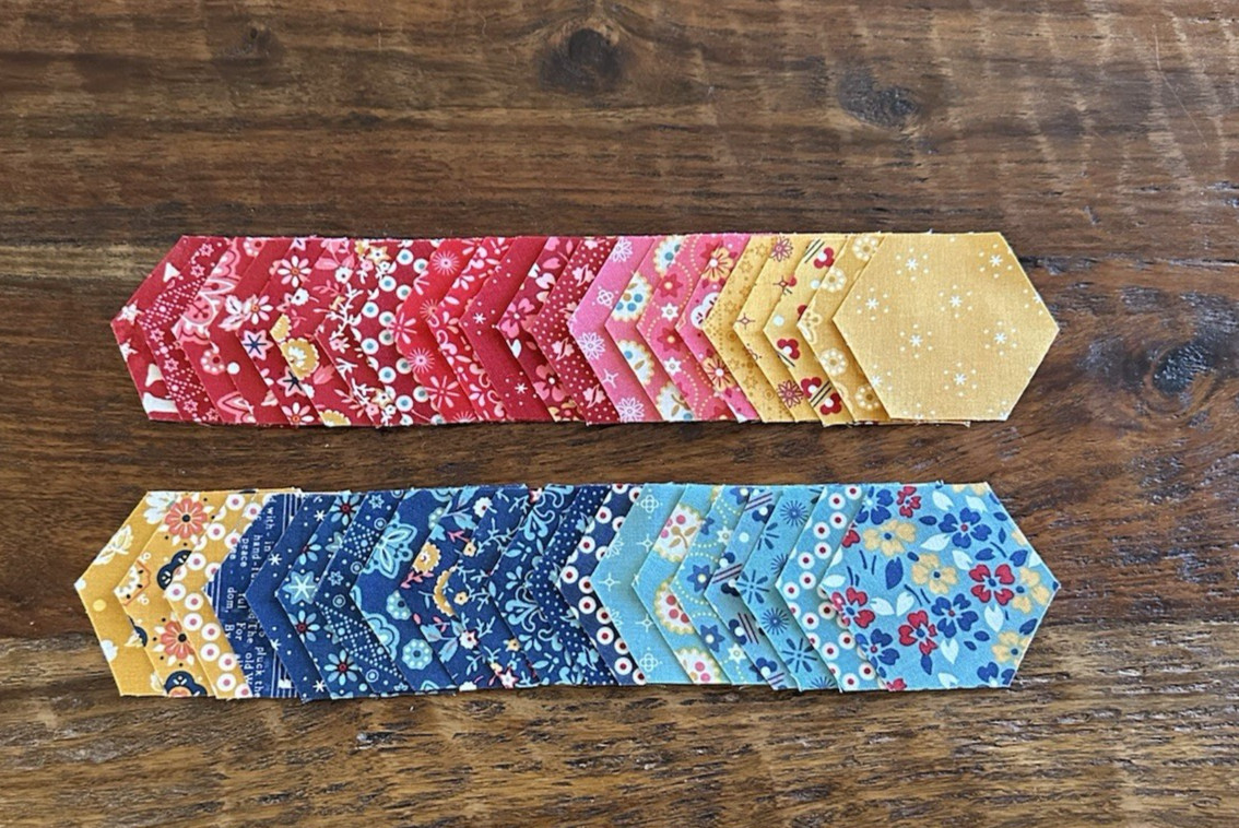 42 Pc Precut 1" Finished Hexagons 3/8 Seam Riley Blake Lori Holt “Americana”