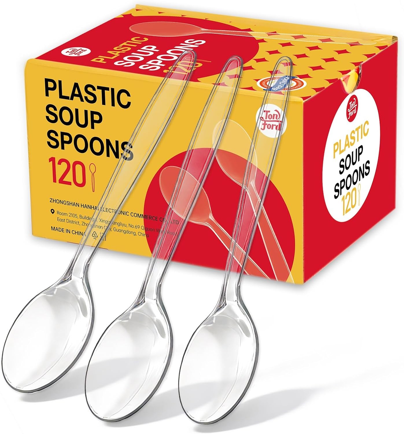 Plastic Soup Spoons, Heavy Duty Disposable Cutlery, Deepened Spoon Bowl
