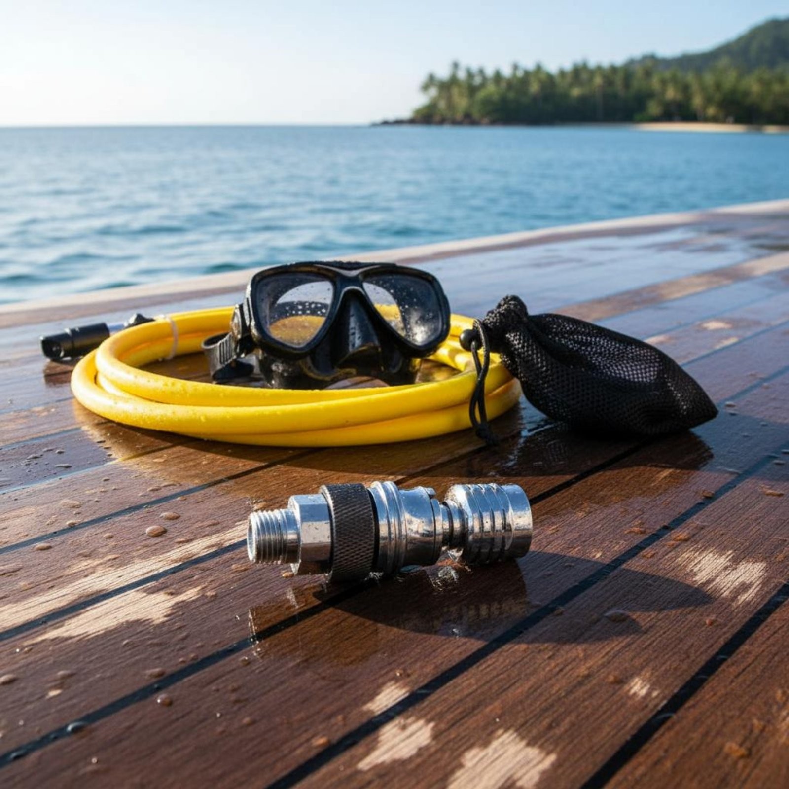 Full Underwater Facepiece Adapter Chrome Plated Copper Diving Quick Connector