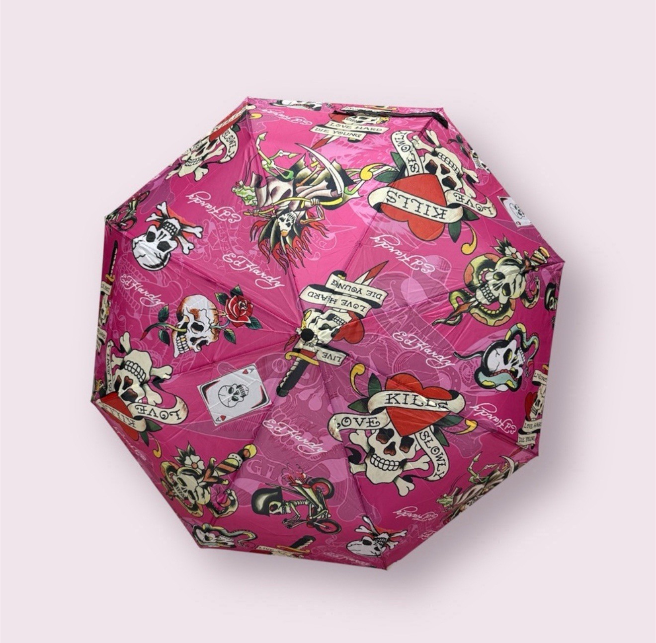 Ed Hardy Pink Skull Umbrella