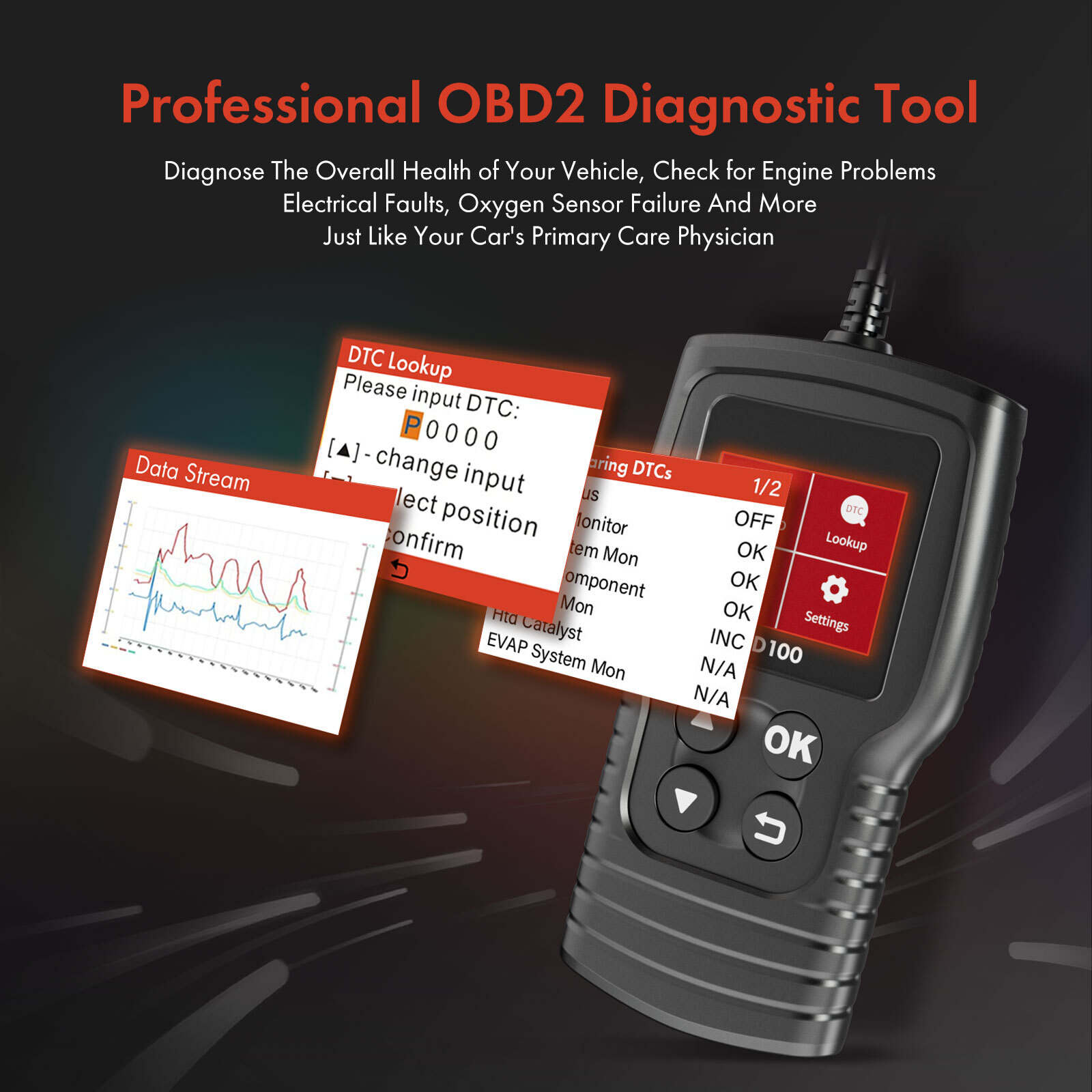 Universal OBD II Car Scanner Code Reader Check Engine Fault Diagnostic Scan Tool