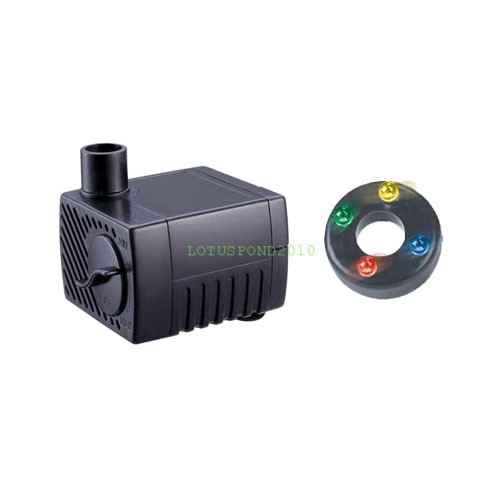 40 GPH Submersible Desktop Fountain Water Pump w/ LED Changing Light UL Listed