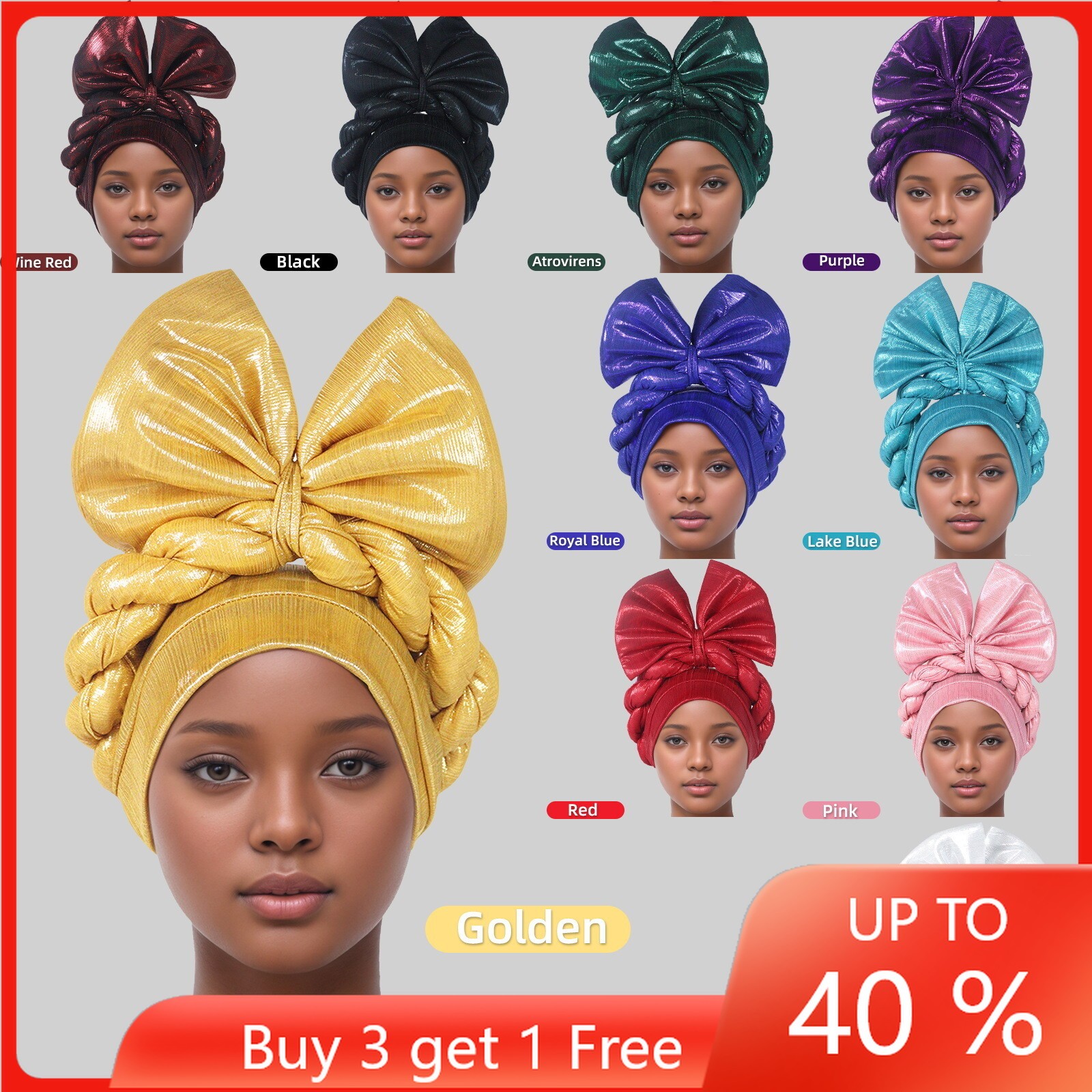 Auto Gele Headtie Head Cover Caps Women Bowknot Head Wrap Wedding Caps Headwear