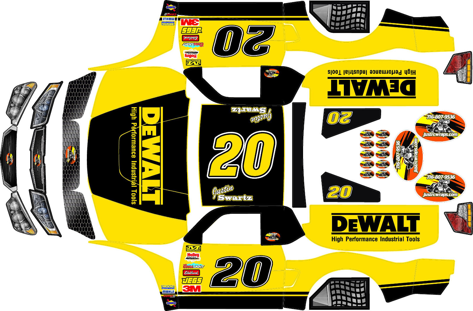 Losi 5ive T wrap decals stickers trophy truck MKDE20  hpi baja 5t  5sc woodster