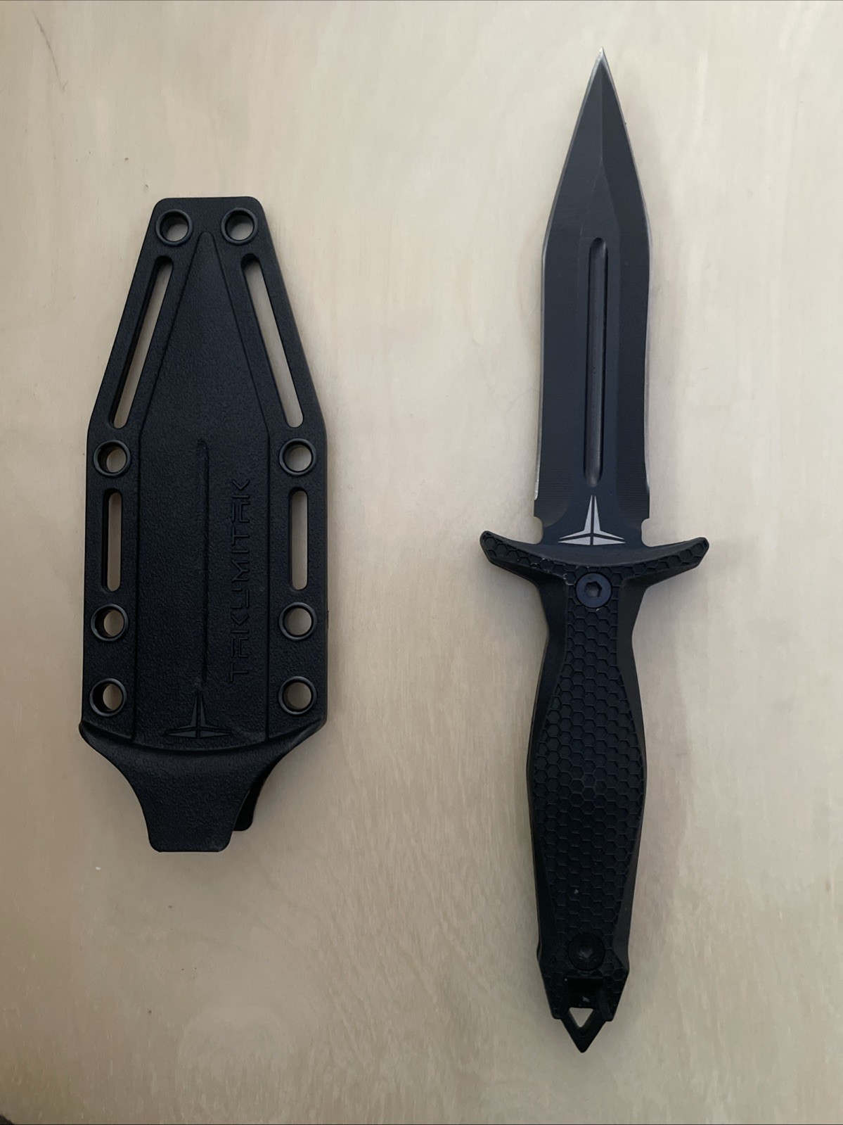 Takumitak Protector Fixed Knife 4.5" Black 3Cr13 Steel Blade Black FRN Handle