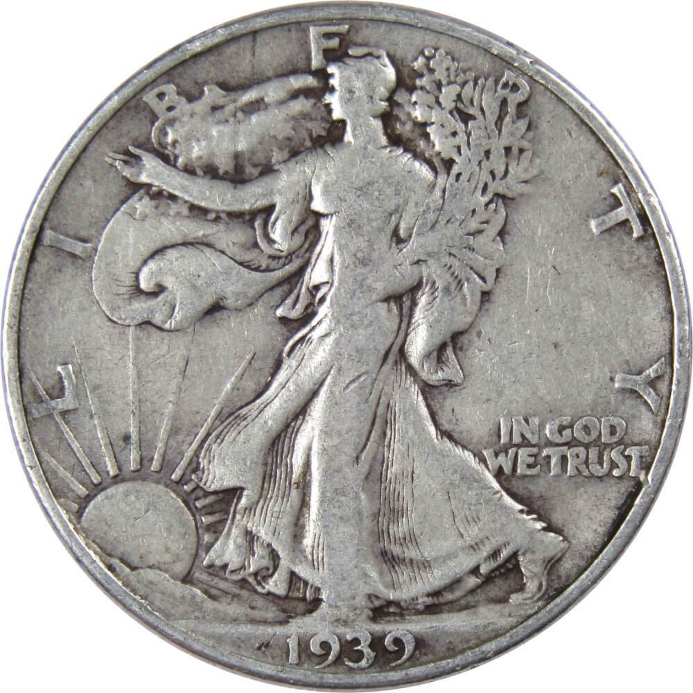 1939 D Liberty Walking Silver Half Dollar F Fine 50c Coin Collectible