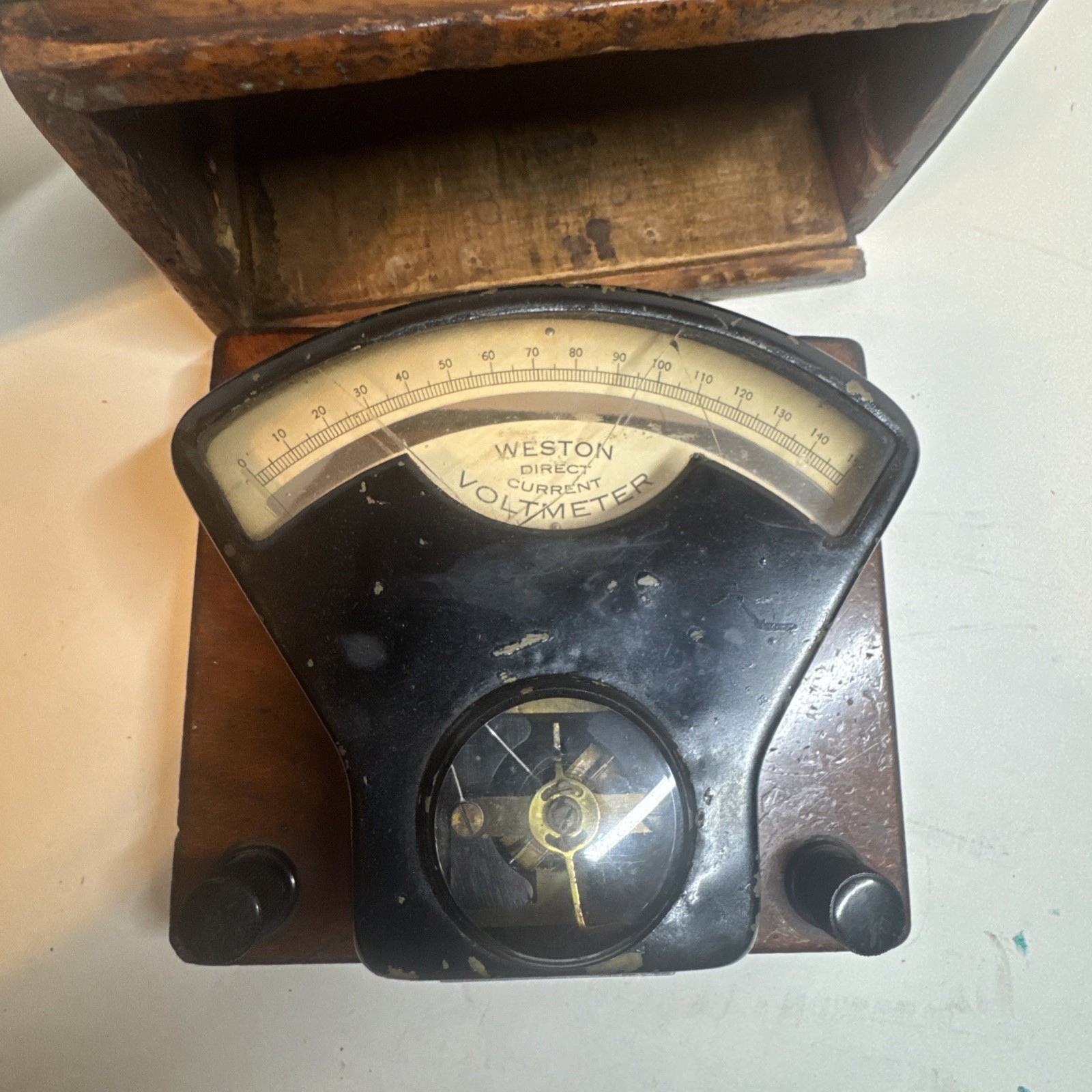 Vintage 1890s Weston Model 1 DC Voltmeter - Original Wood Case