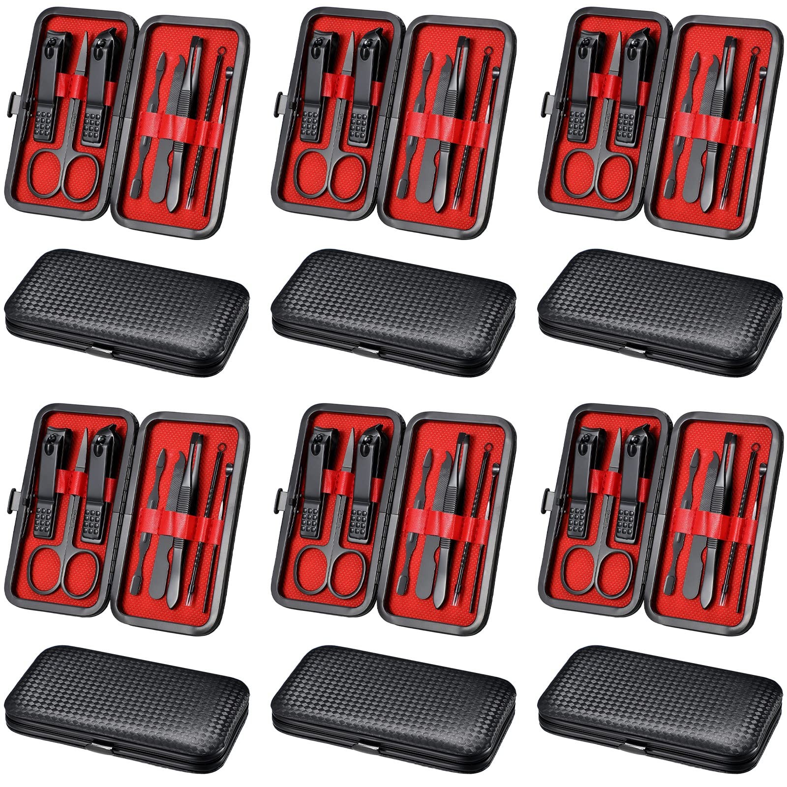 Geosar 12 Sets Manicure Set Nail Clippers Pedicure Kit 8 In 1, Red Background
