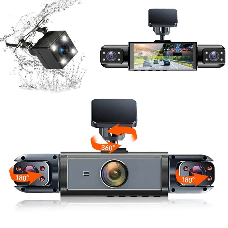 Dash Cam 4-Channel 360° Front Rear Inside DashCam 1080P Car Camera WIFI G-Sensor