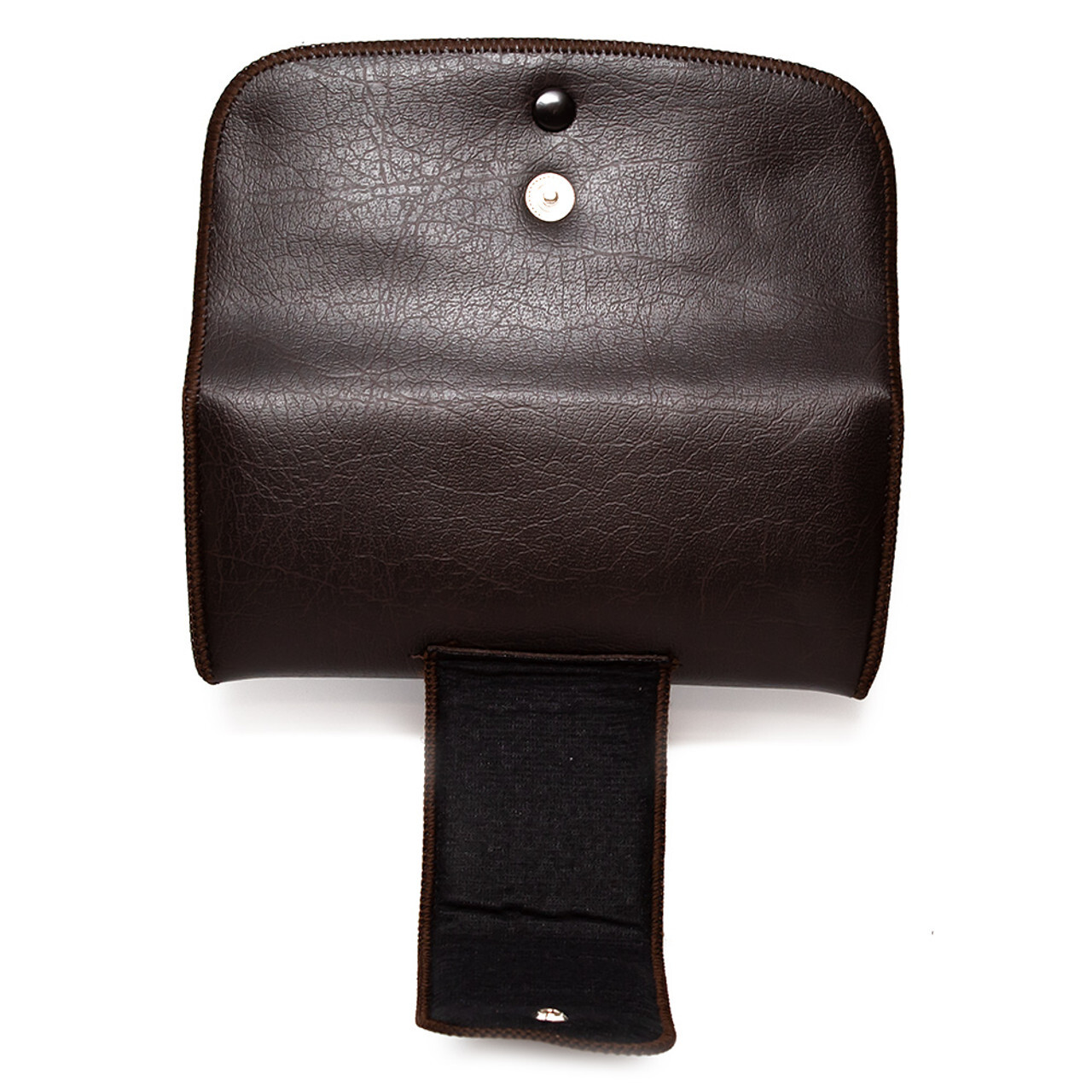 Double Snap Belt Loop Eyeglass Case 2 PACK 1 Black&1 Brown PU Leather&Felt Lined