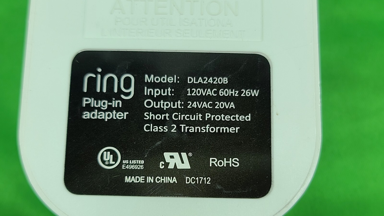 New Ring 24VAC 20VA Plug-In Adapter (2nd Generation) DLA2420B