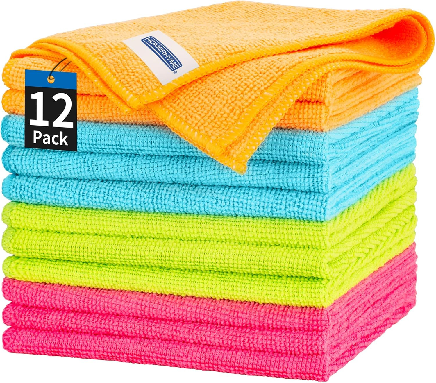 12 Pack Microfiber Cleaning Cloths 12x12 Lint Free Towels