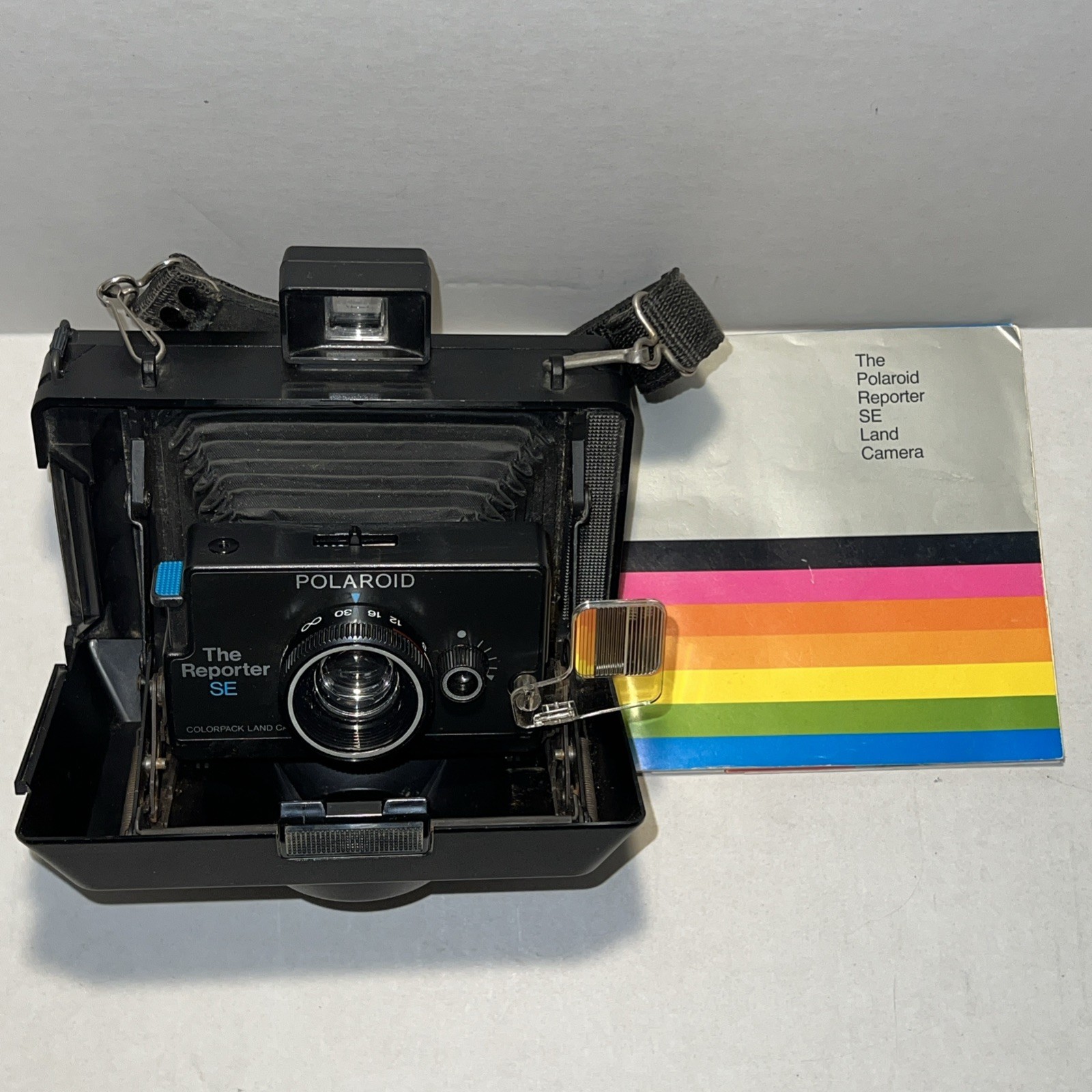 Vtg. Polaroid Reporter SE Instant Camera w/ Strap + Timer + Manual