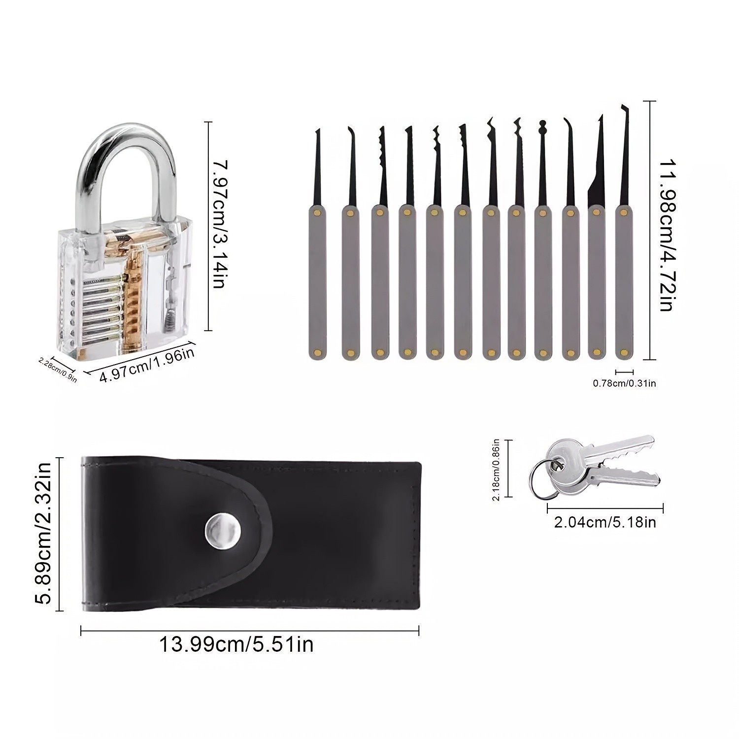 Educational Transparent Padlock Model Set for Lock Mechanism Study Beginners Kit