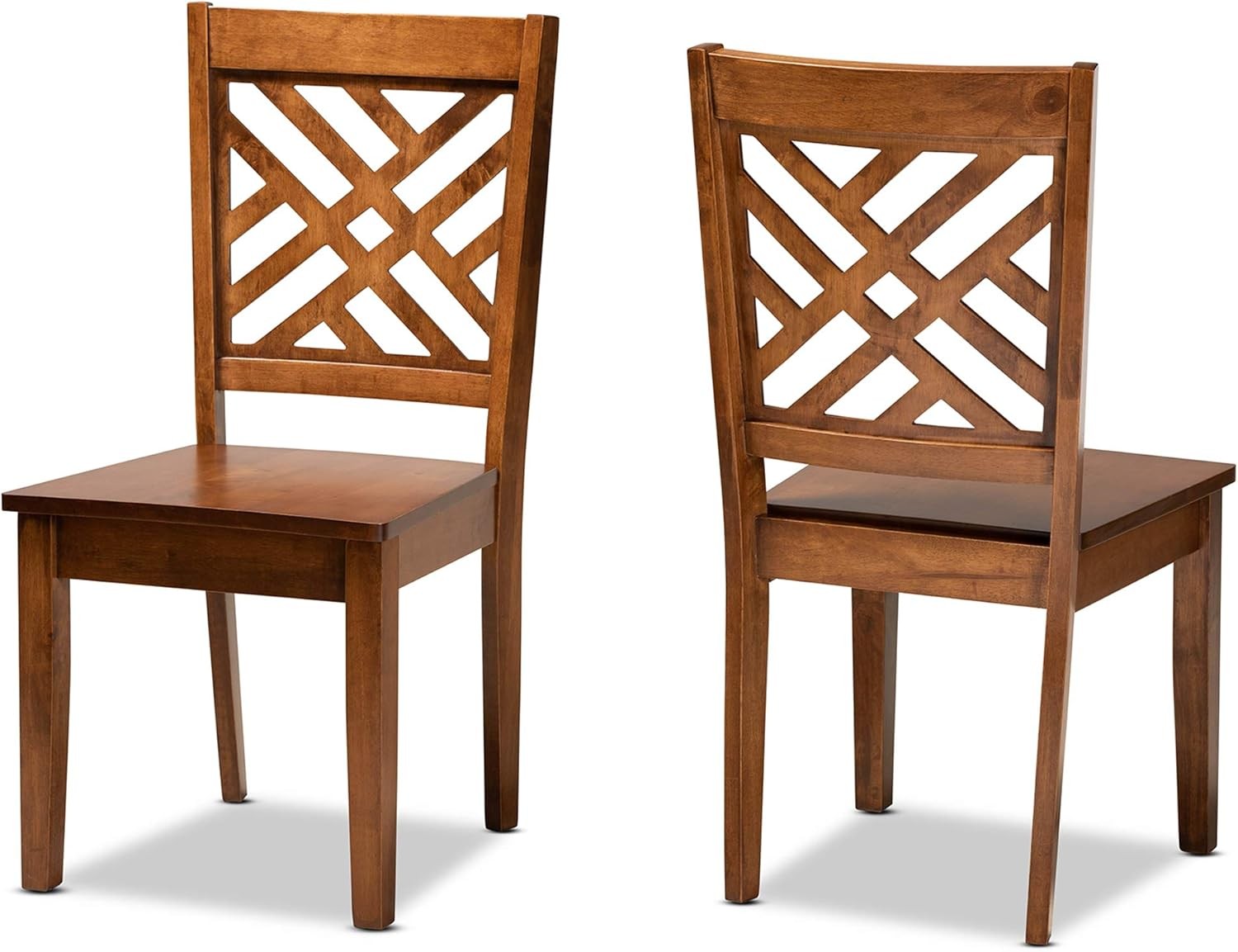 Caron Transitional Walnut Brown Finished Wood 2-Piece Dining Chair Set