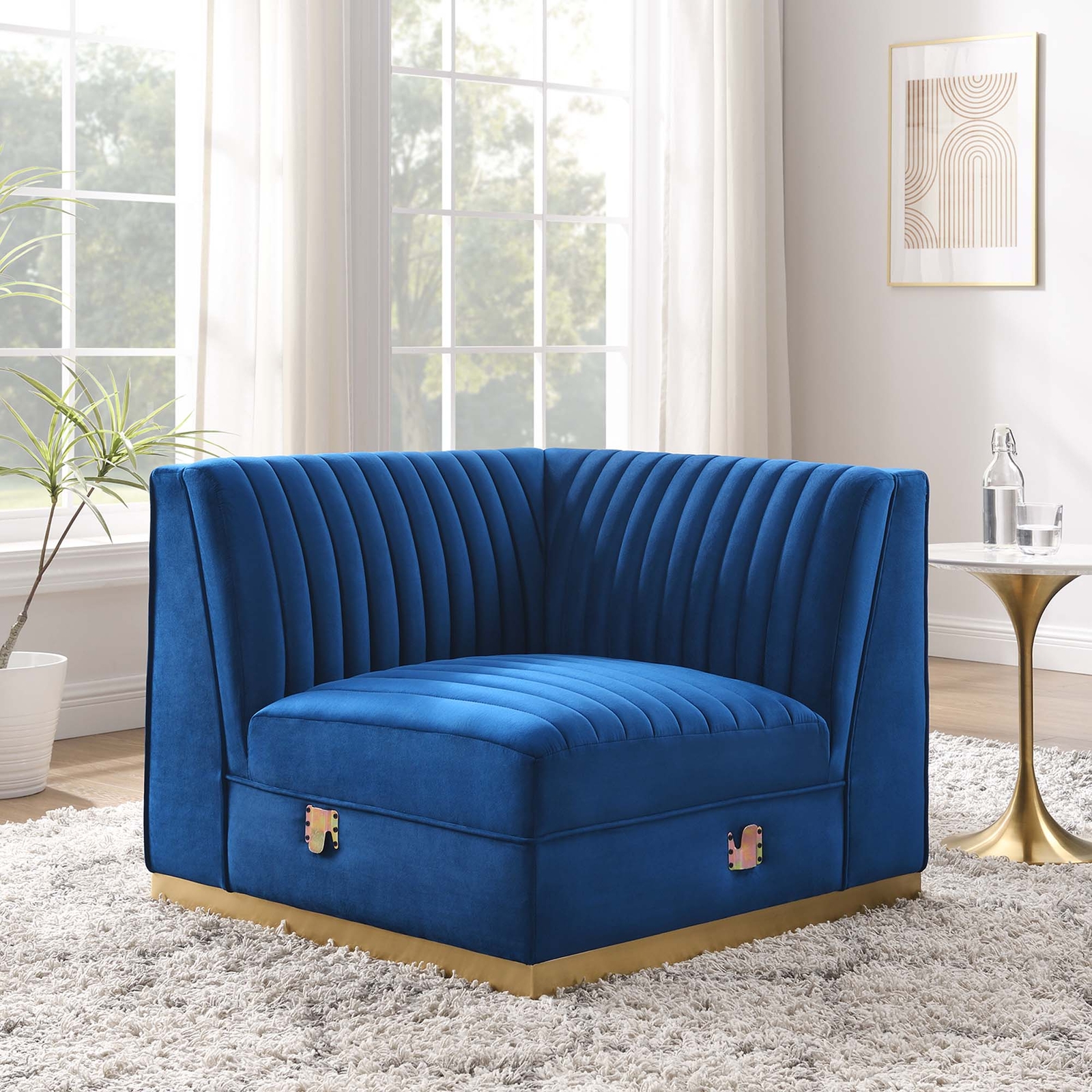 Sanguine Modular Sectional Sofa Right Corner Chair in Navy Blue
