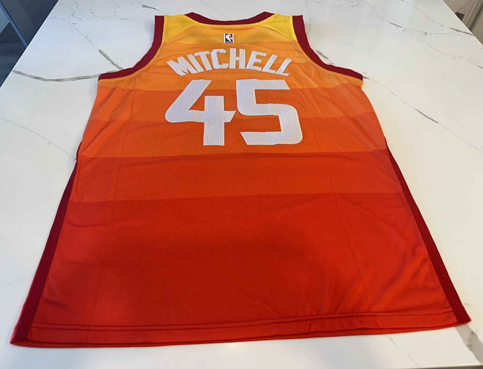 Utah Jazz Donovan Mitchell #45 Size 48 Swingman Nike 5 for Fight Jersey Orange