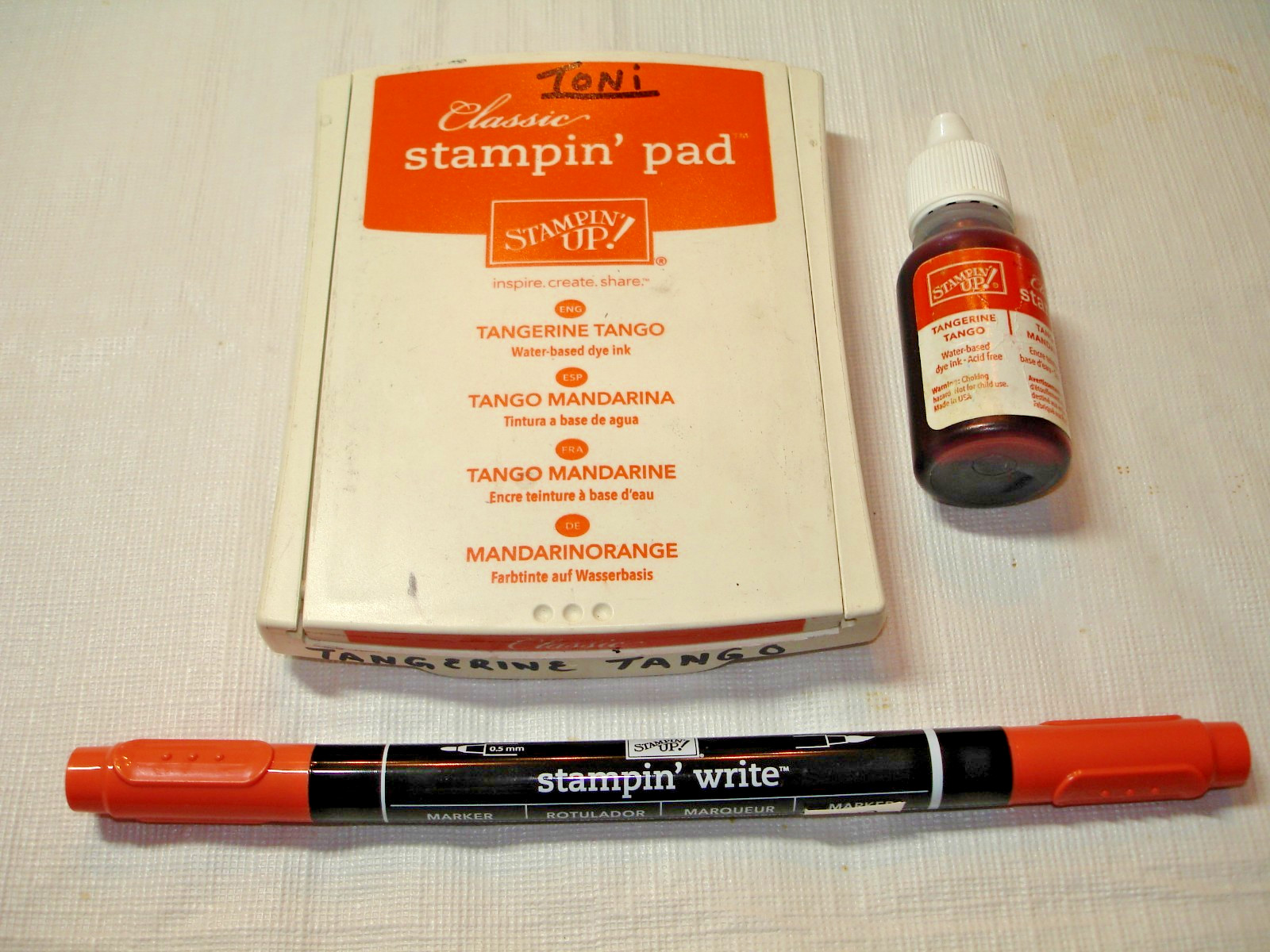 Stampin' Up! Tangerine Tango Ink Pad Write Dual Tip Marker Re-Inker Ink Refill