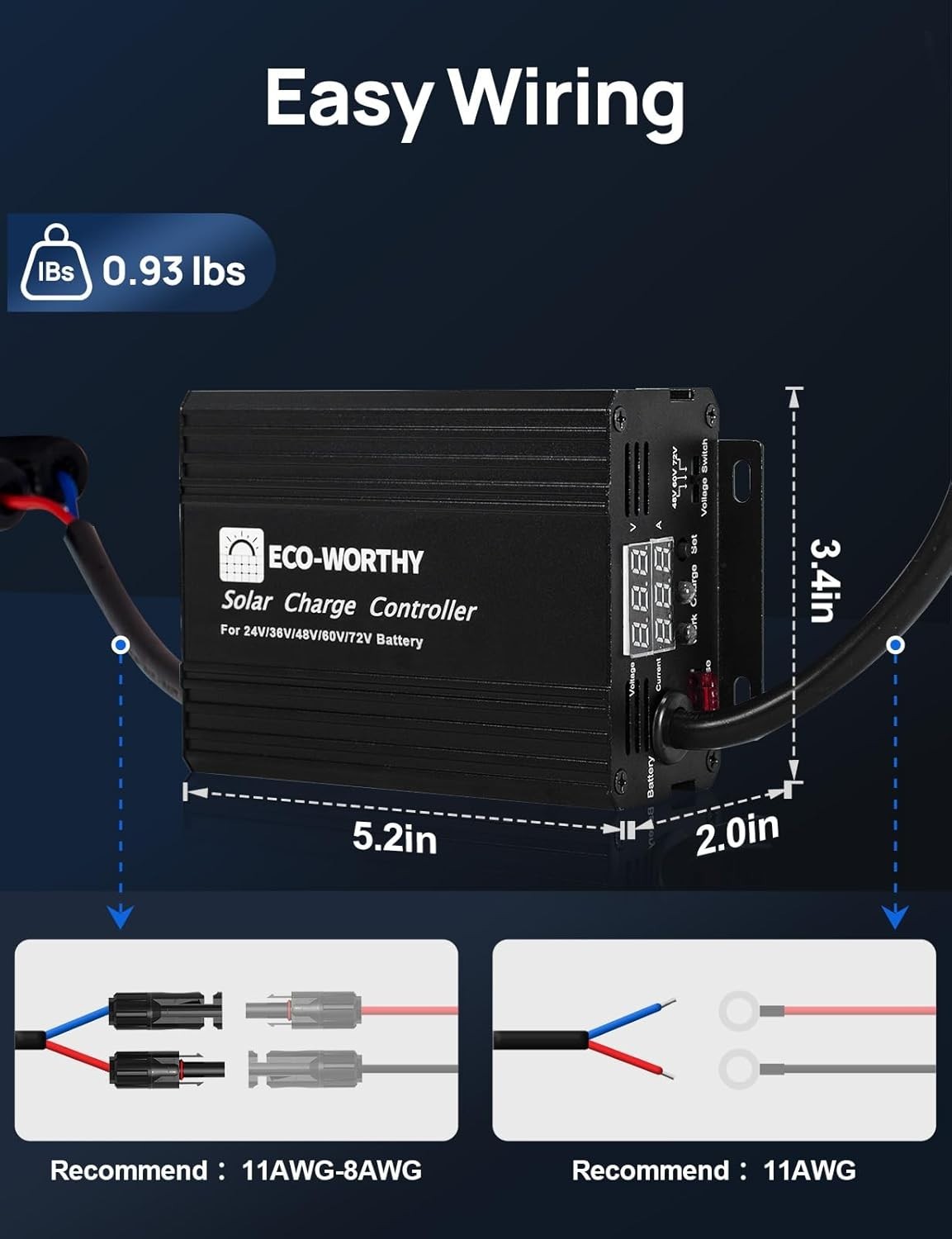 ECO-WORTHY 12A Boost MPPT Solar Charge Controller Solar Panel Regul... Fast Ship