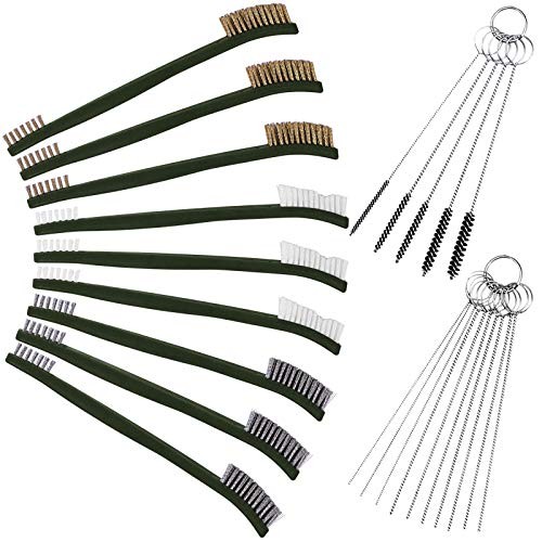 Wire Brush Set for Car Detailing - 9 PCS Cleaning Kit with 3 Brass, 3 Steel,