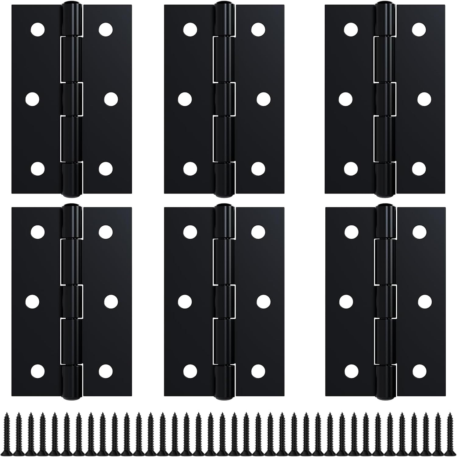 6 Pack 3 inch Black Door Hinges, Small Hinge Hardware for Doors, Cabinets, DIY P