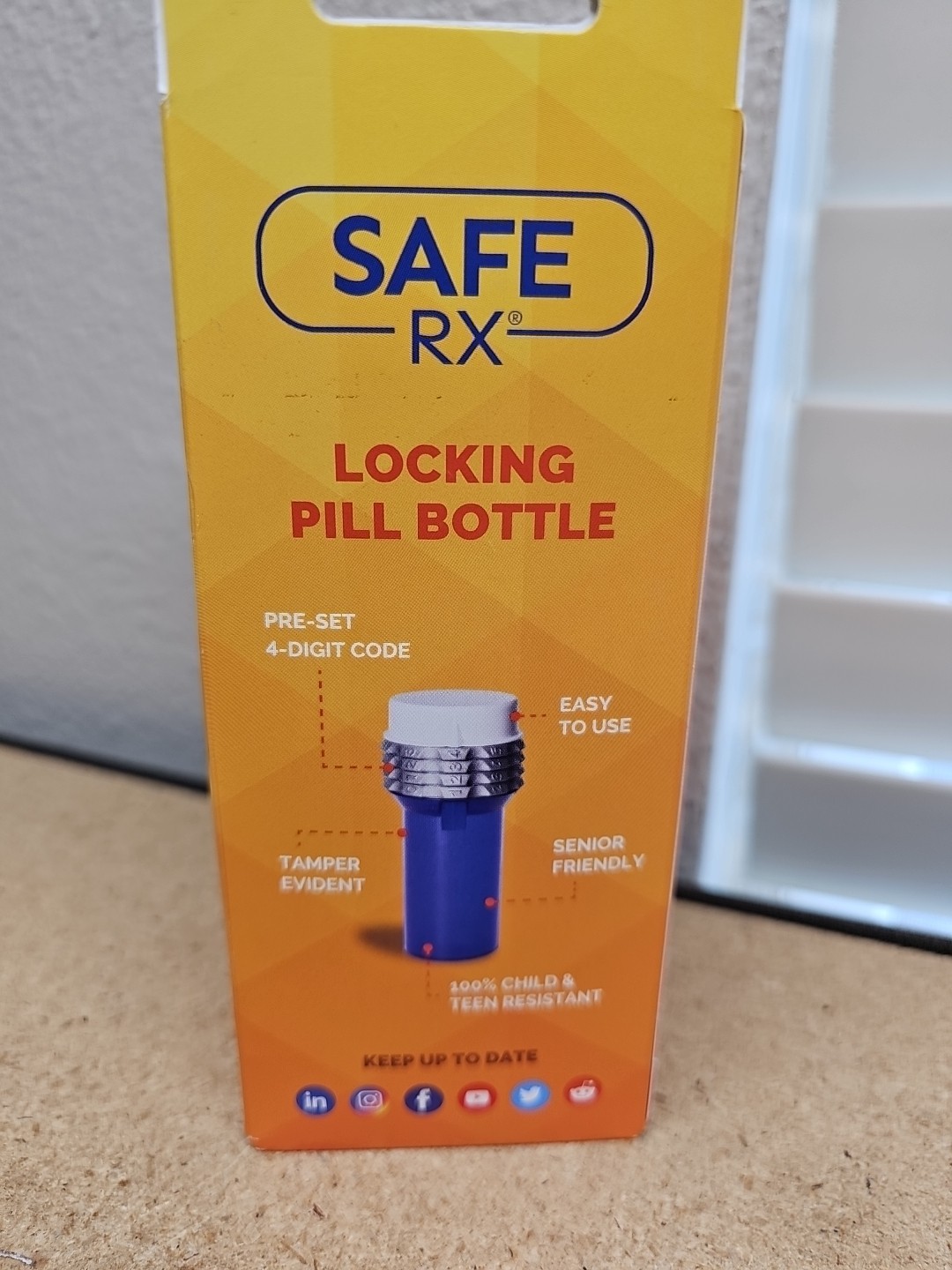 SAFE RX LARGE LOCKING PRESCRIPTION PILL MEDICATION VIAL STORAGE CODE LOCK NEW A7