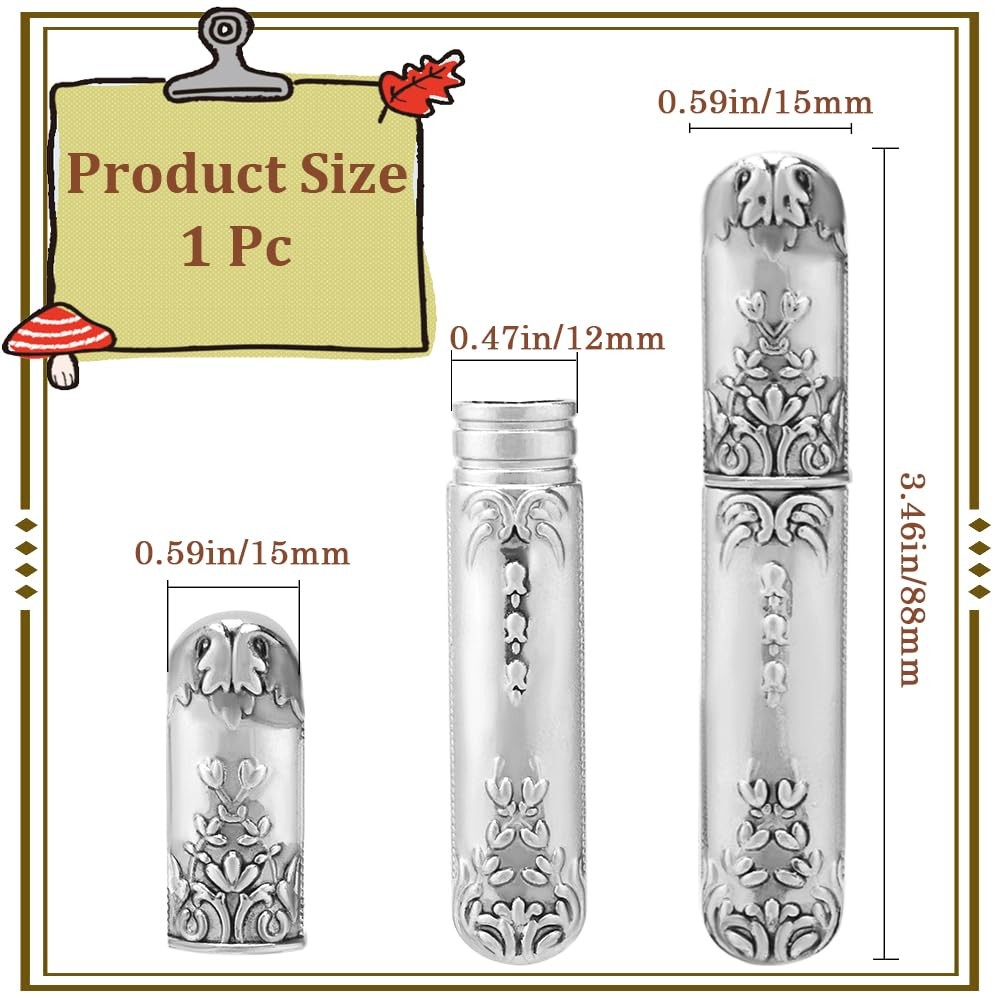 GORGECRAFT Vintage Needle Storage Case Antique 3.46x0.59inch, Silver
