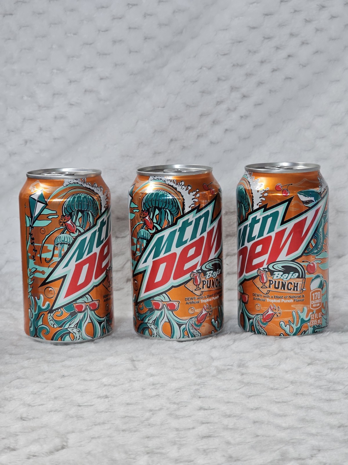 Mountain Dew Tropical * Baja Punch * 3 Full 12oz Can Expired 2022