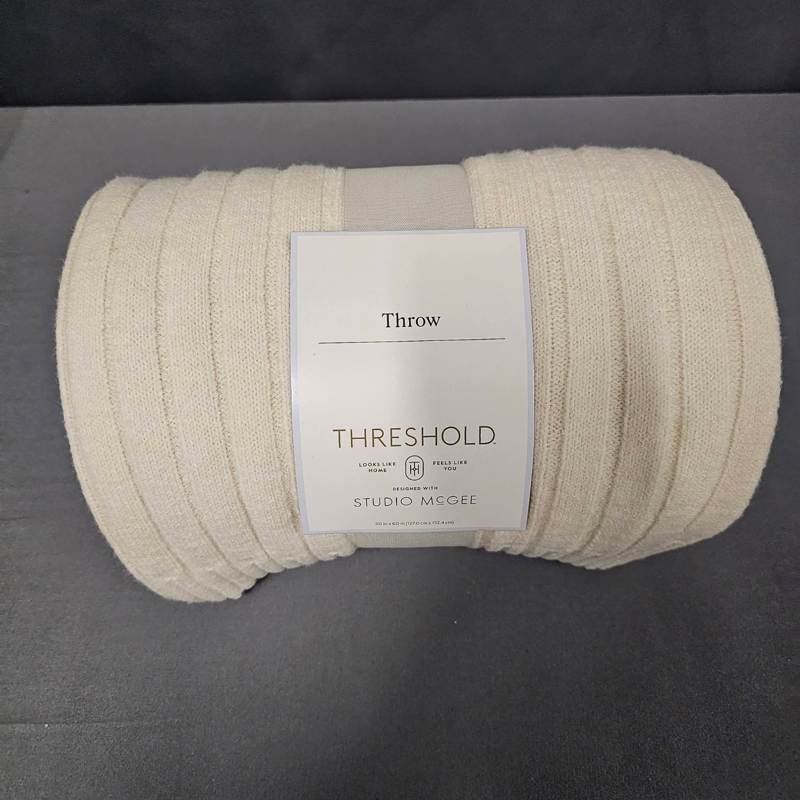 Threshold Cream Throw Studio McGee 50" x 60" Wrap Up & Stay Warm New Beige Tan