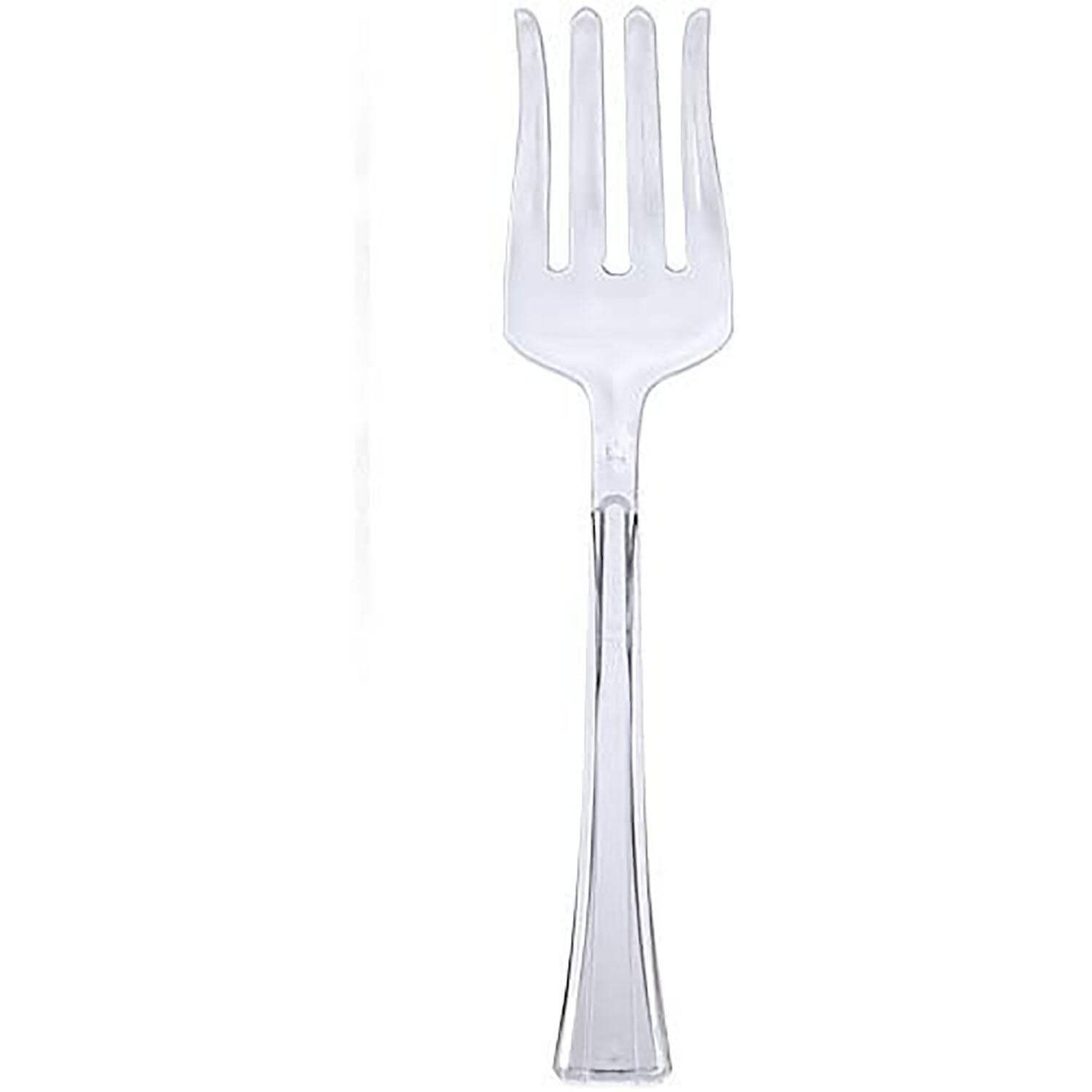 Clear Heavyweight Plastic Salad Serving Fork 12": 1 Pack
