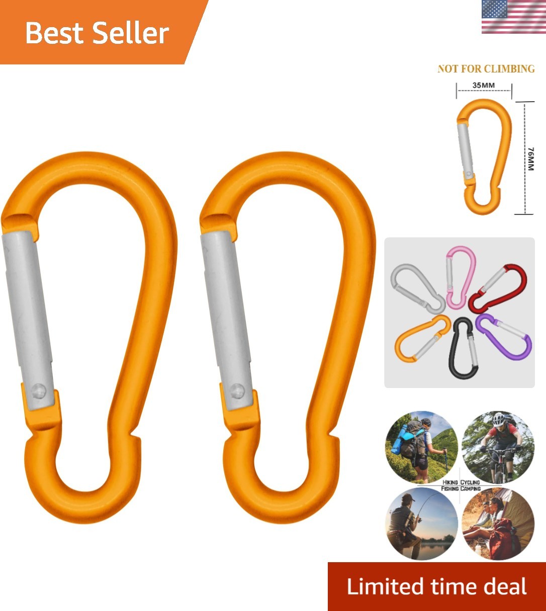 Elegant Hl-Golden 3" D-Ring Carabiner - Lightweight Keychain for Adventures