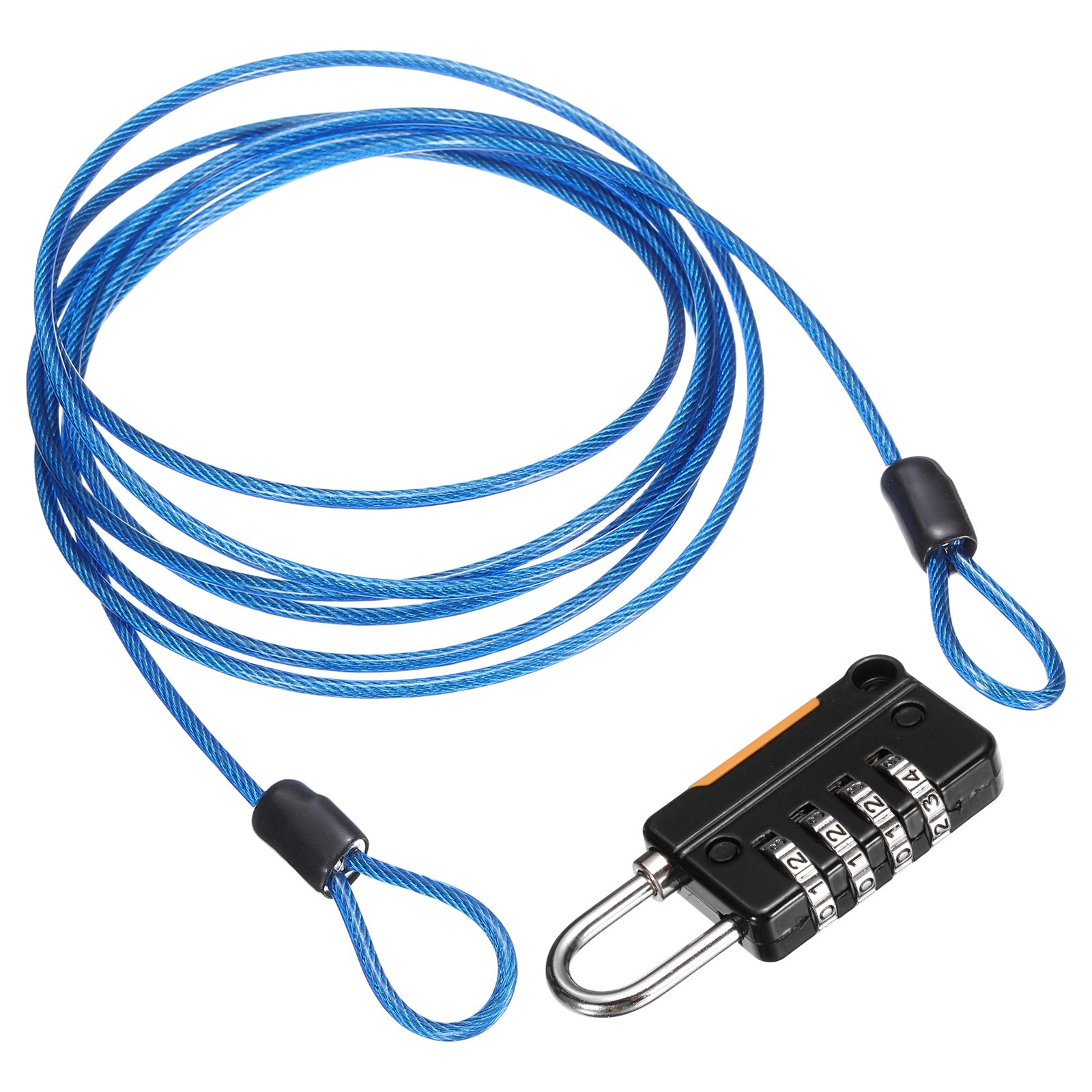 Security Steel Cable Digit Combination Lock 6.6Ft Coated Blue Wire Lock