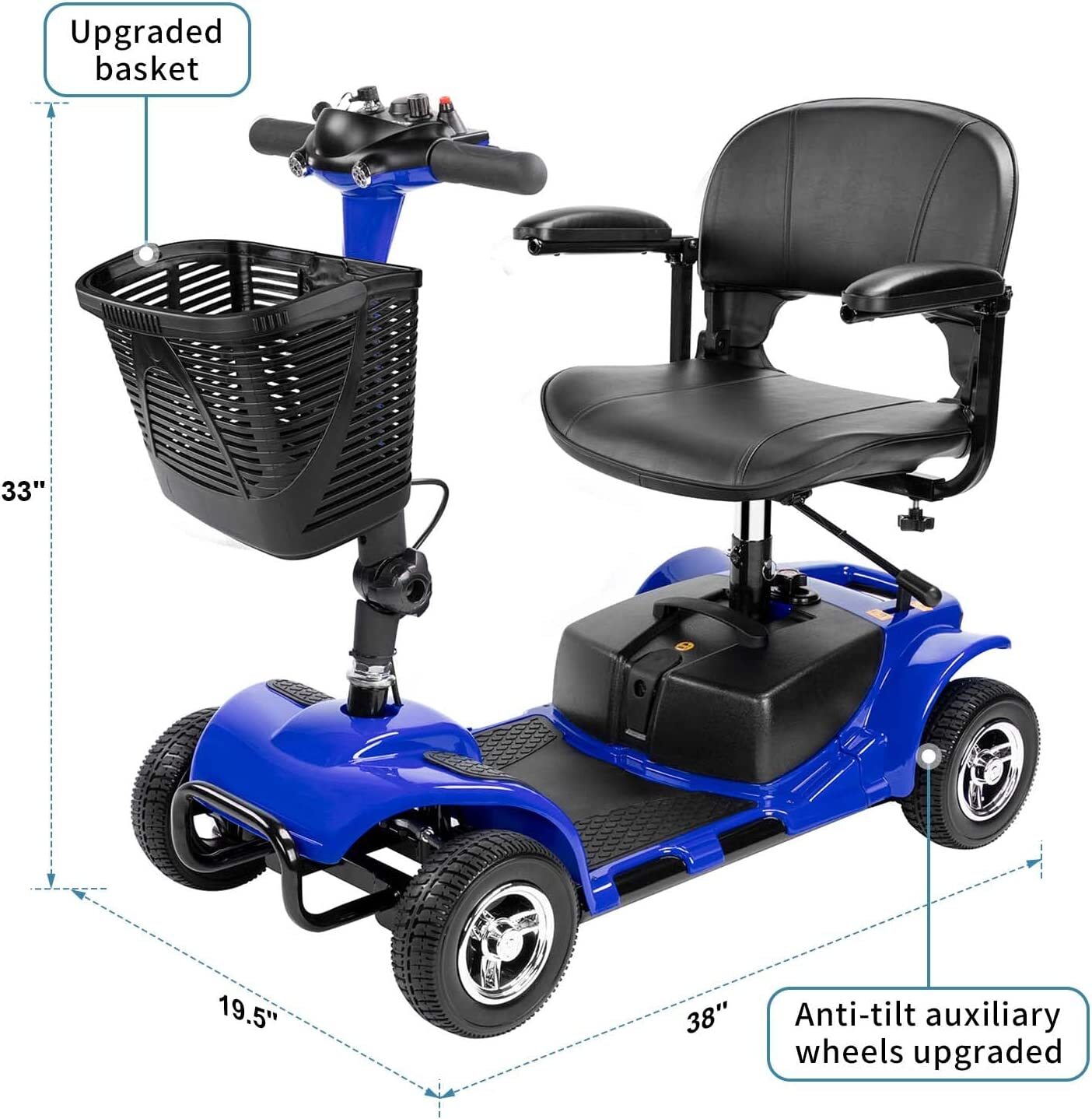 Open Box 4 Wheels Mobility Scooter Heavy Duty Electric Wheelchair All Terrain US