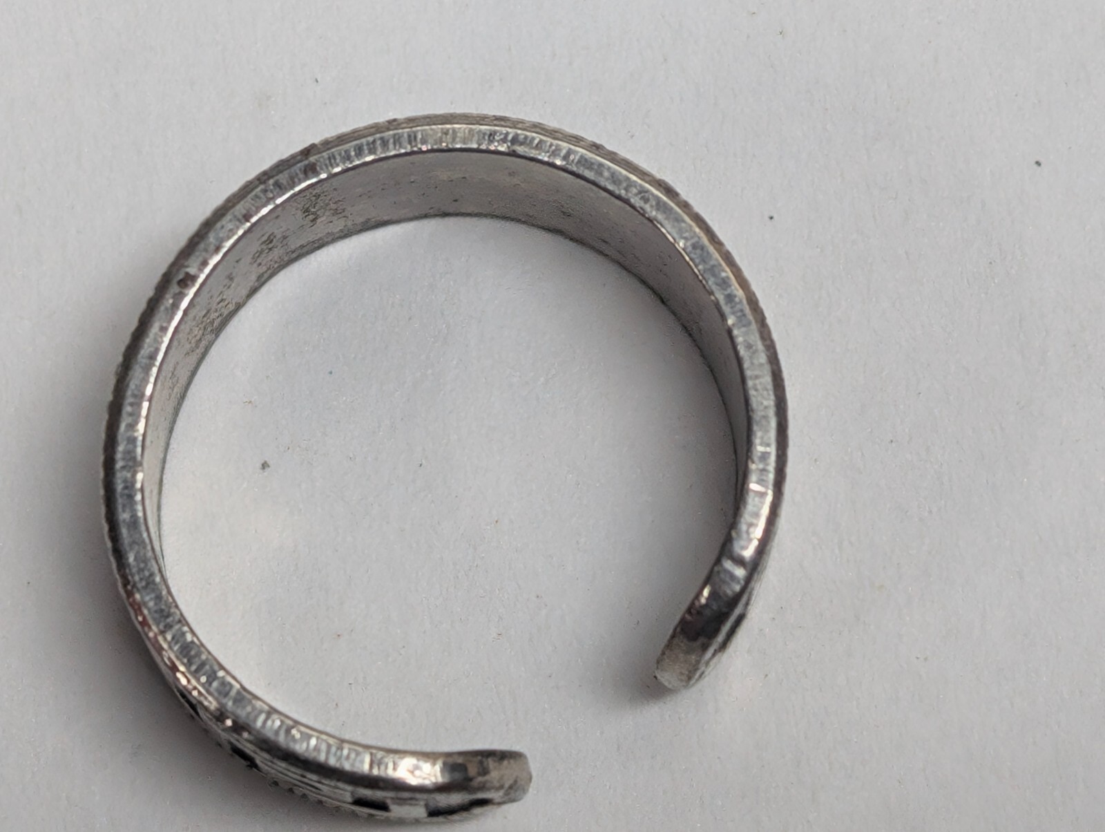 Vintage Silver-Tone Greek Key Design Toe Ring Adjustable Size
