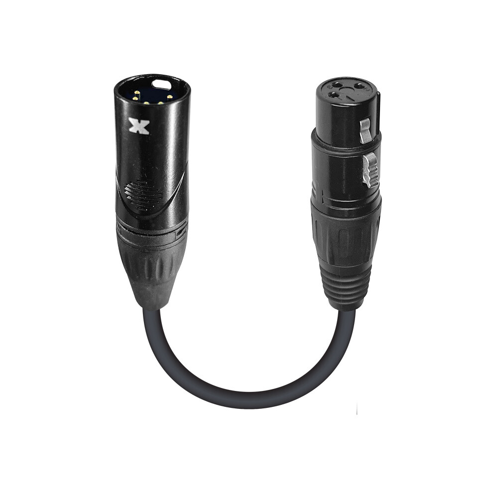 Pro X 6" DMX Male 5-Pin to DMX Female 3-Pin Coupler DMX Turnaround Cable