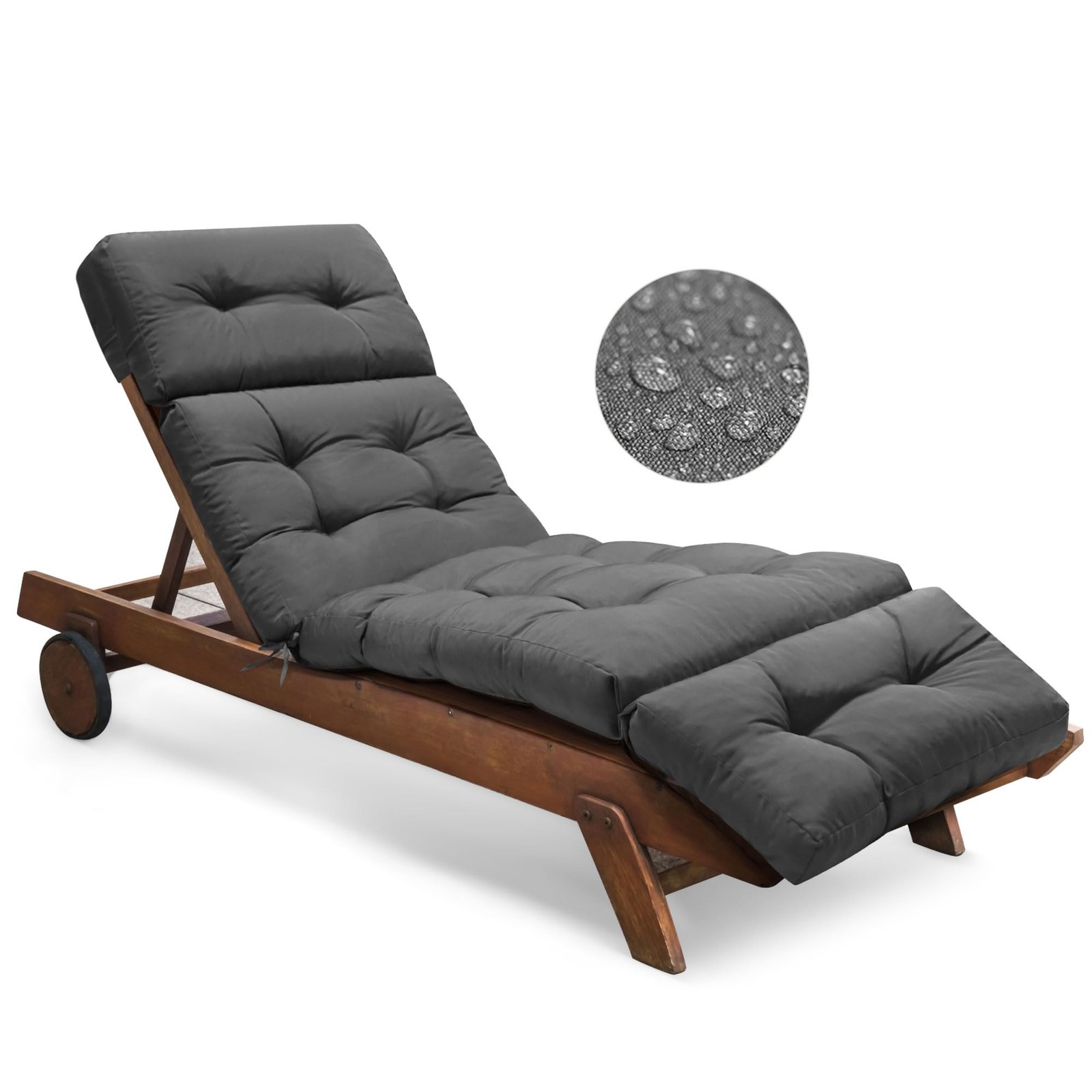 Outdoor Chaise Lounge Chair Cushion Waterproof 74.4 x 22 x 4.7 Inches Memory ...