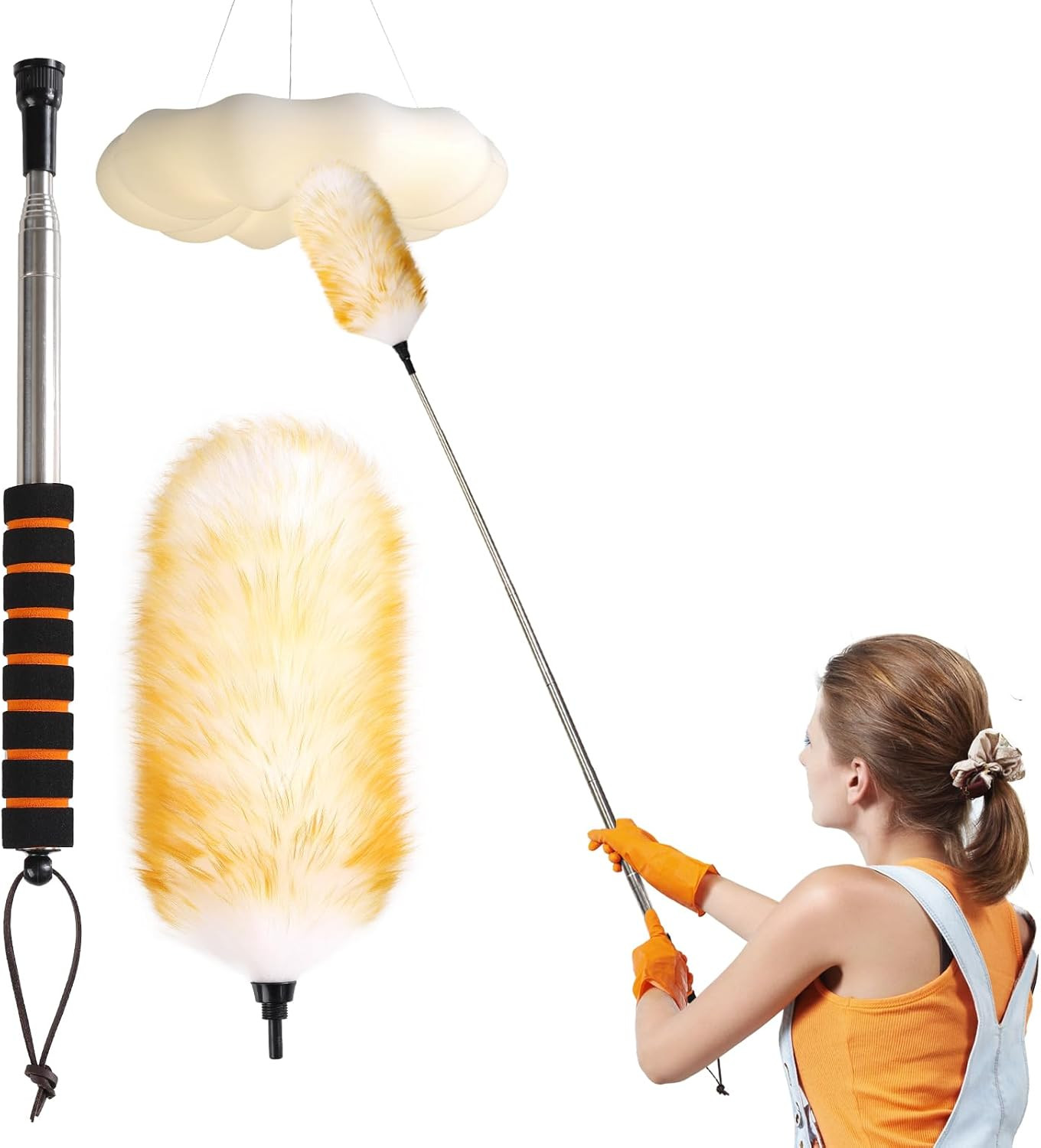 Lambswool Extendable Removable Duster 25-64 Inch Stainless Steel Extension Po...