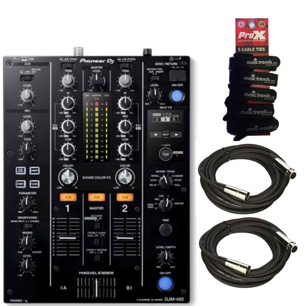 Pioneer DJ DJM 450 COMPACT 2-CHANNEL MIXER + XLR Cables & Wraps