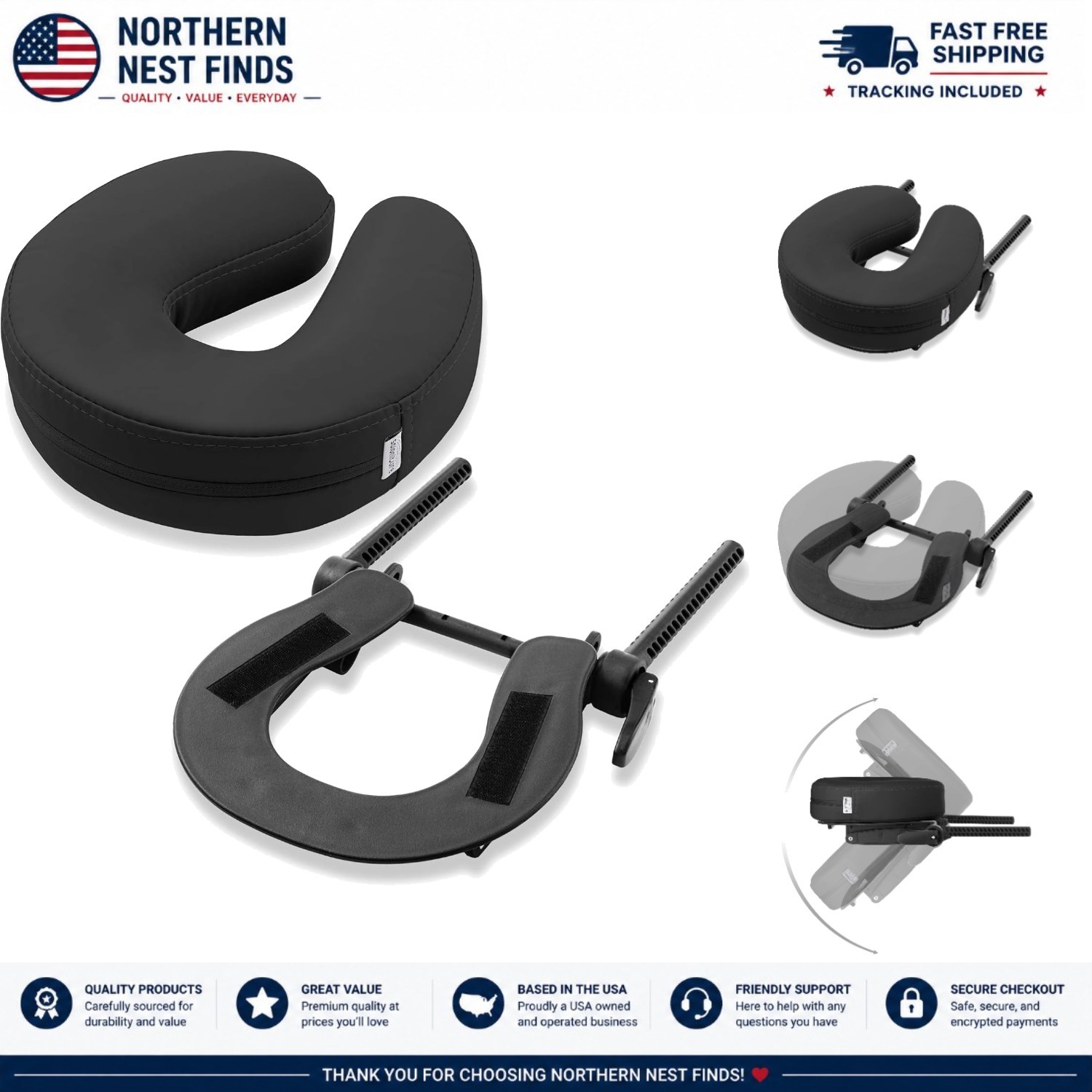 Compact Adjustable Massage Table Face Cradle & Pillow - Lightweight & Convenient