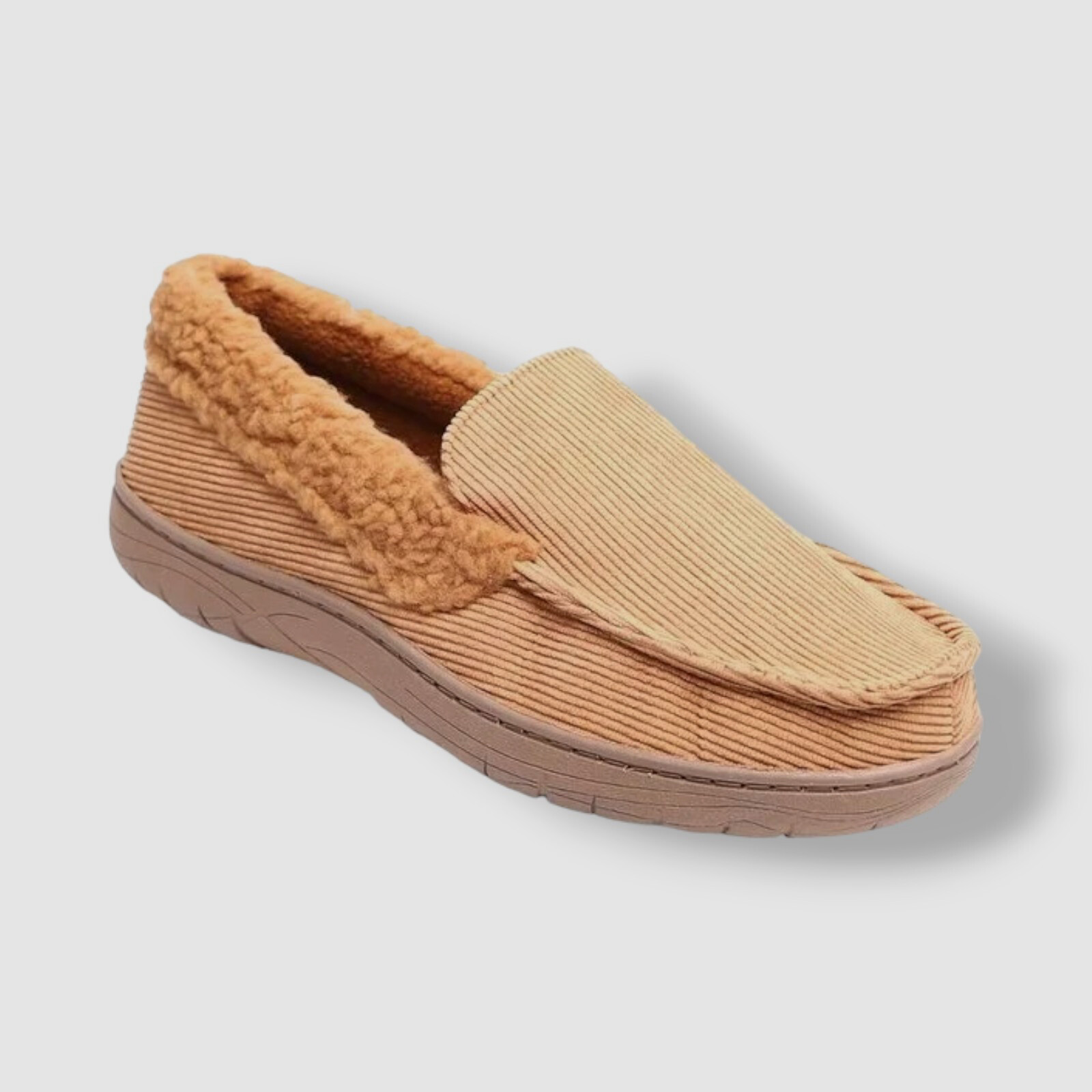 $45 Haggar Men's Brown Corduroy Venetian Fleece Collar Slipper Shoes 13-14/XXL