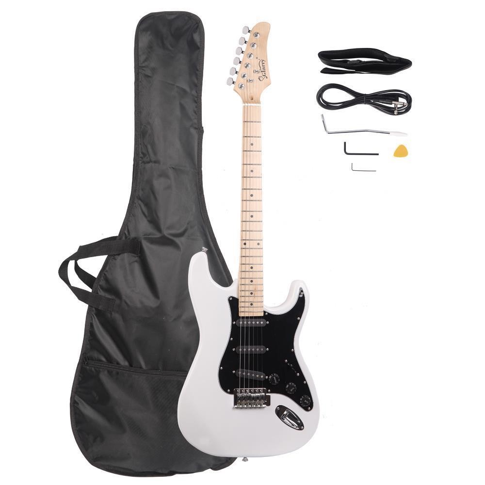 Glarry Basswood Electric Guitar Kit 6 Strings Right Handed With Bag White