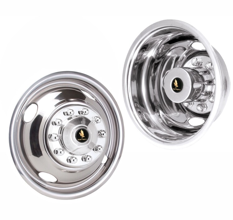 FORD F450 16" 10 LUG BOLT ON STAINLESS STEEL HUBCAP/SIMULATORS SET 1988-1998