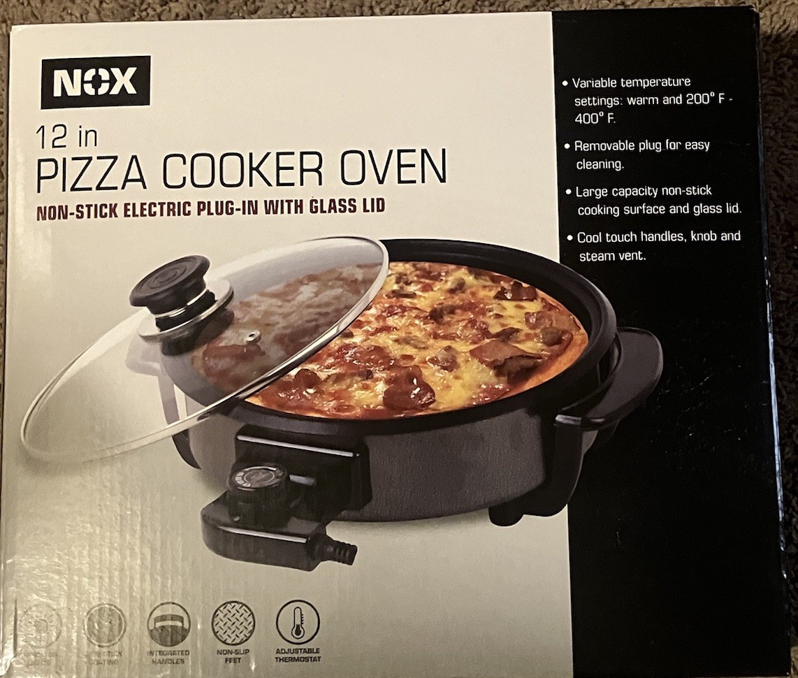 Nox 12" Pizza Cooker Oven Non-stick Electric Plug-In w/Glass Lid By Brandnation