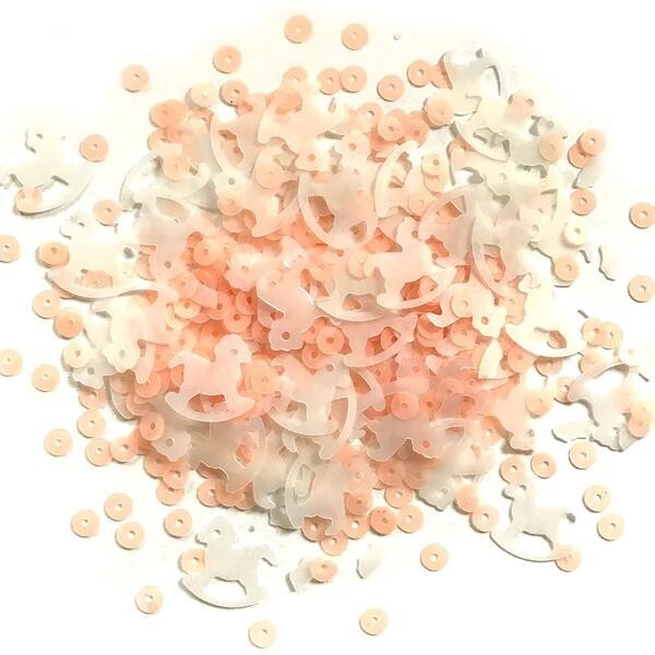 Sequins: It's a Girl - Shelly's Buttons Pink Embellishments - Craft Sewing Scrap