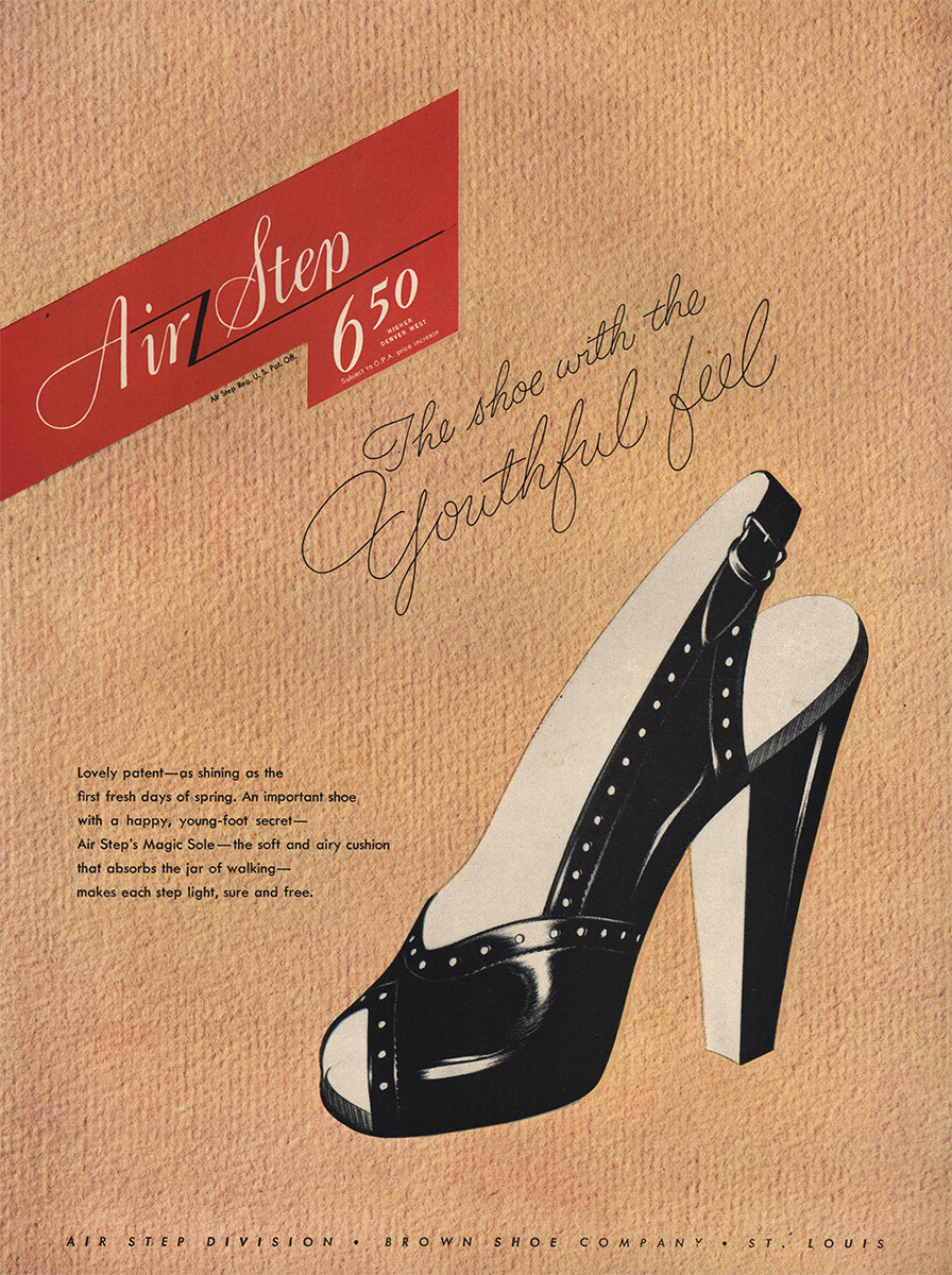 1946 Air Step Shoes: Shoe With Youthful Feel Vintage Print Ad